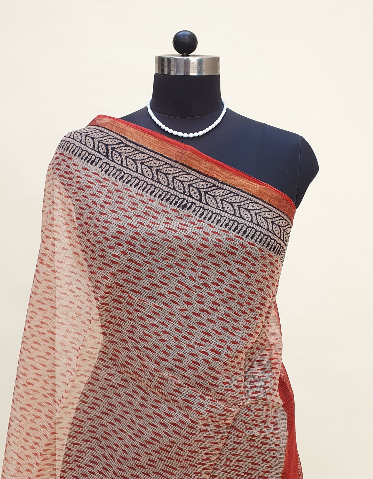 Garnet Red Kota Doria Saree | Kaashi Handloom