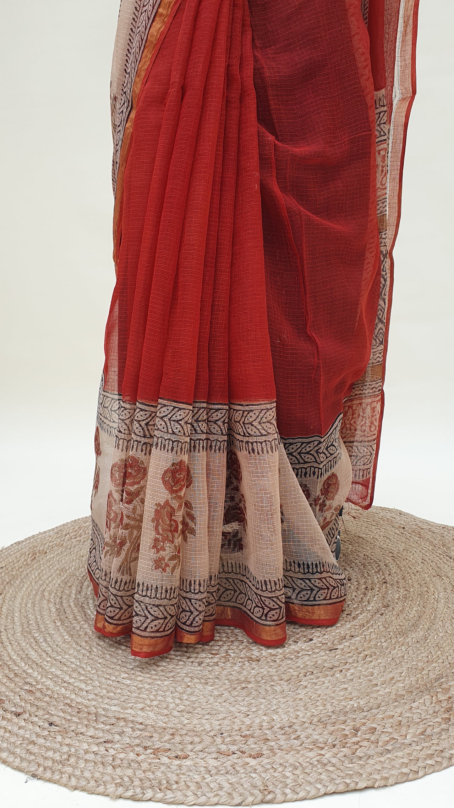 Garnet Red Kota Doria Saree | Kaashi Handloom