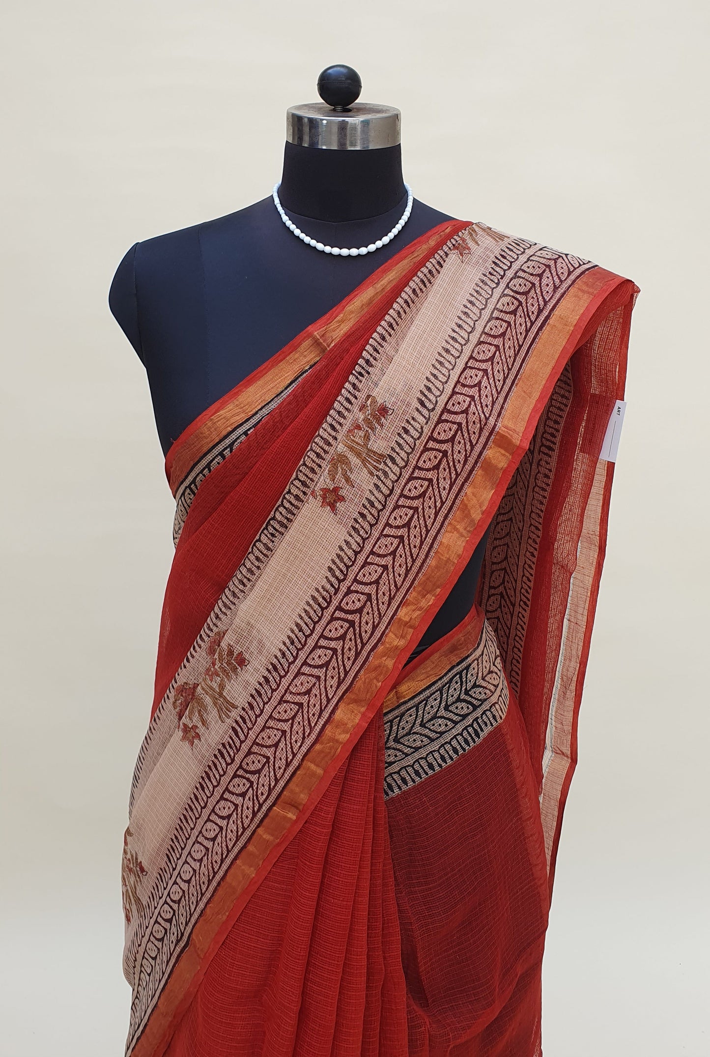 Garnet Red Kota Doria Saree | Kaashi Handloom