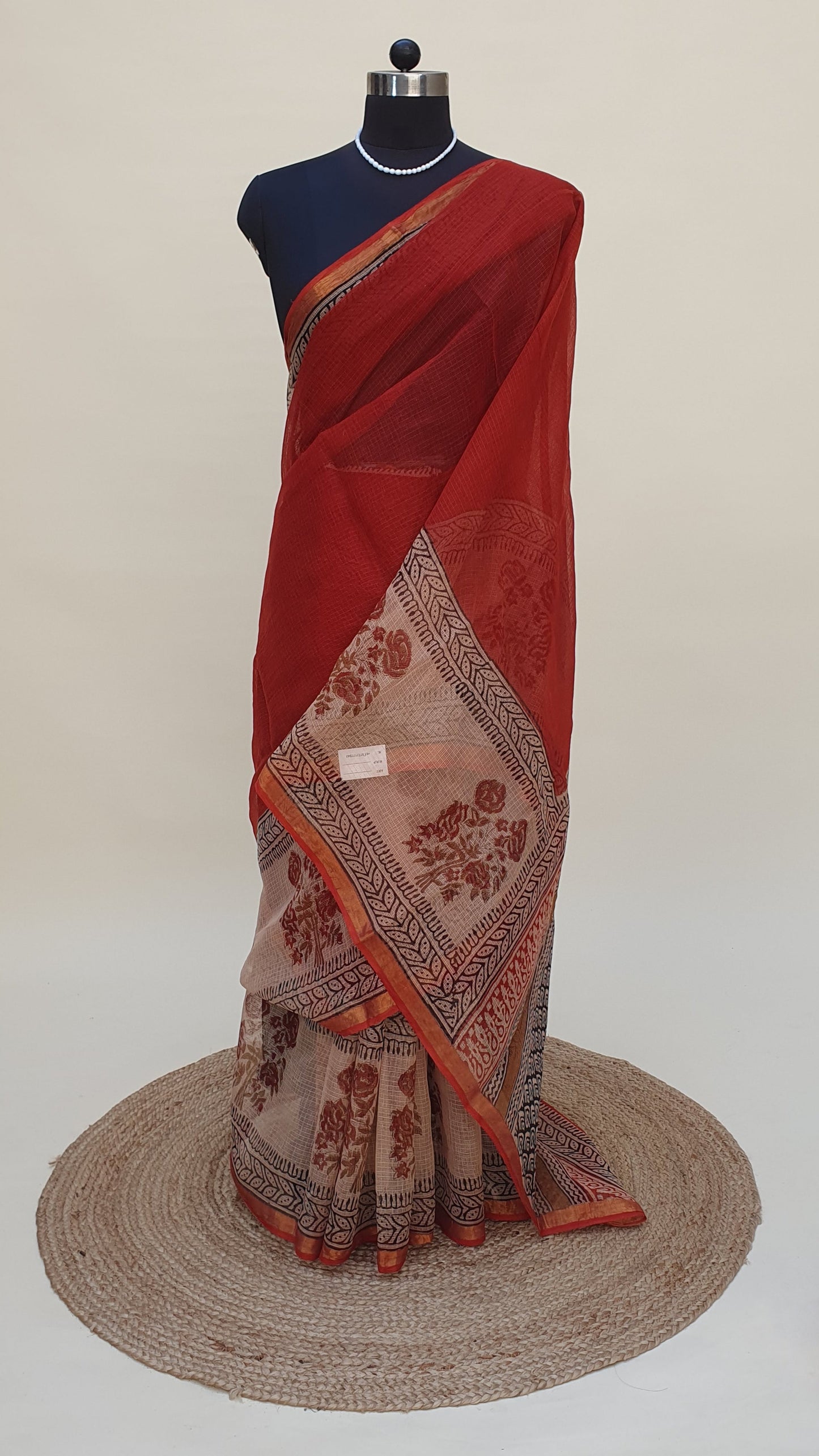 Garnet Red Kota Doria Saree | Kaashi Handloom