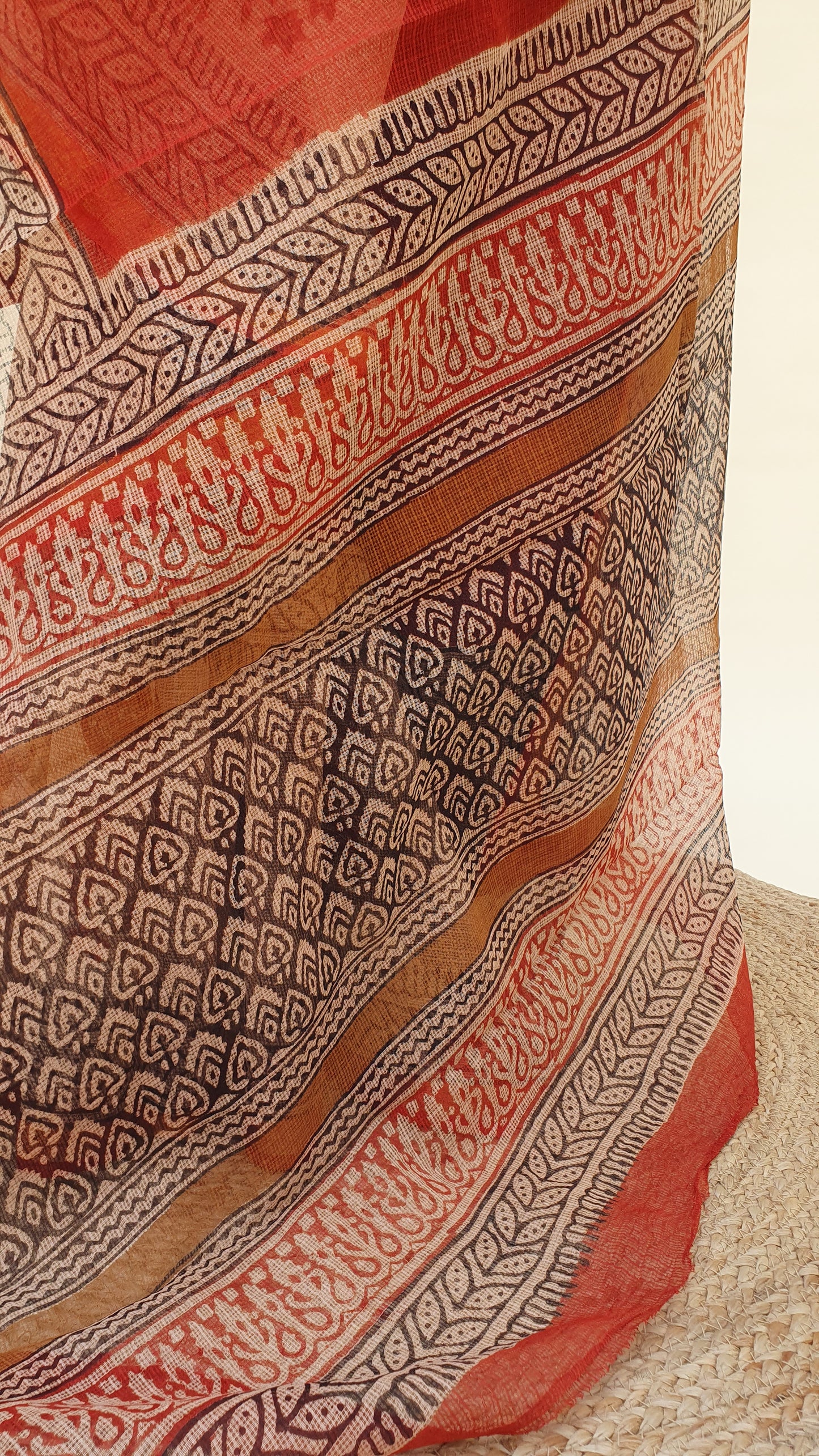 Garnet Red Kota Doria Saree | Kaashi Handloom