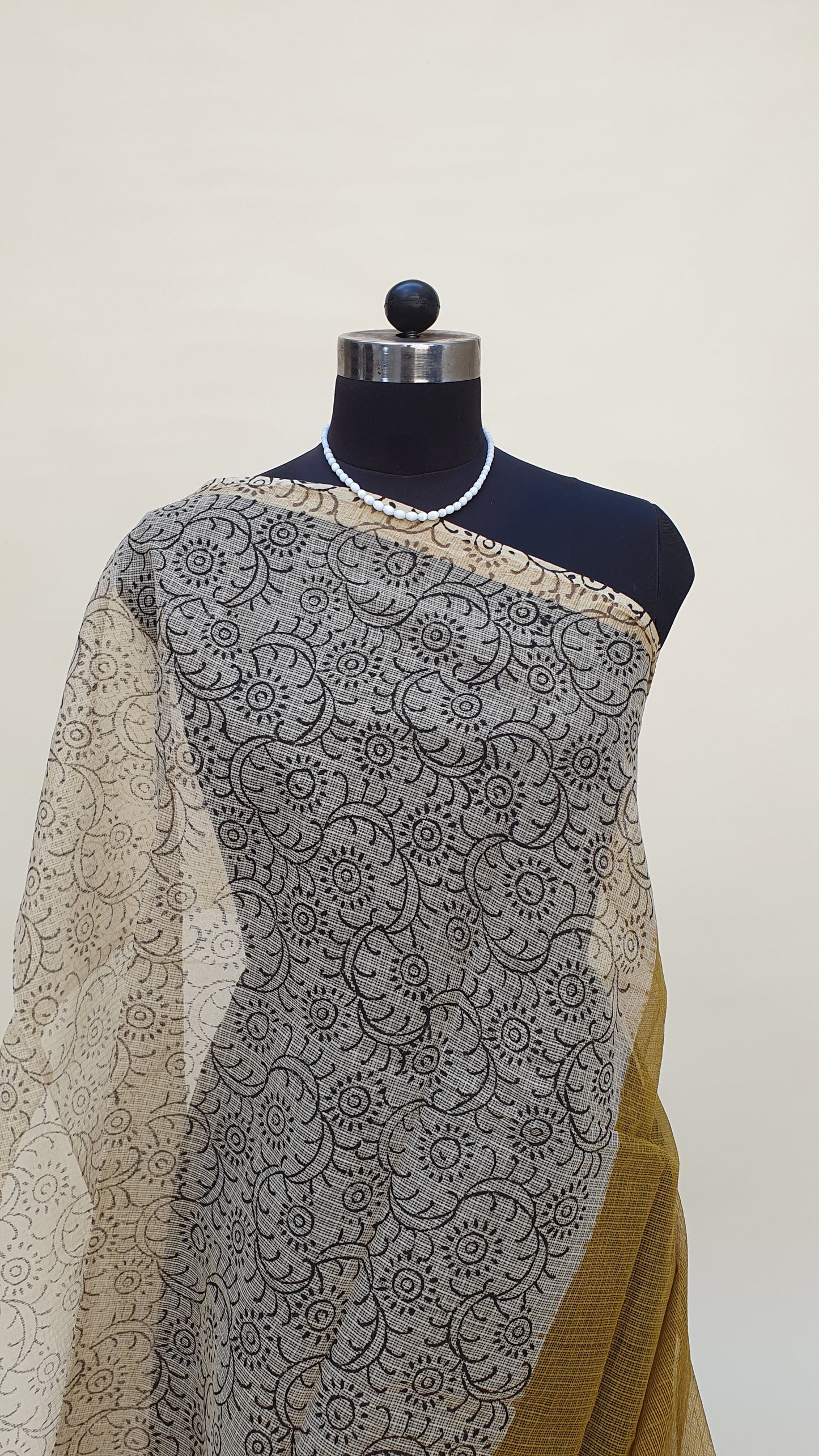 Mustard Brown Kota Doria Saree KDHB-0015