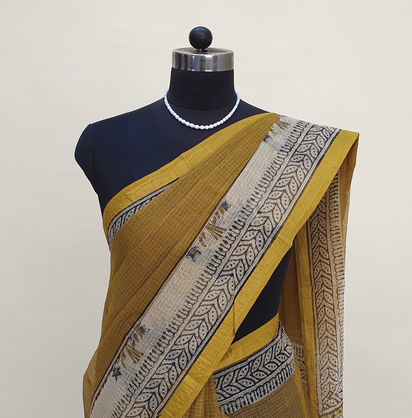 Mustard Brown Kota Doria Saree KDHB-0015