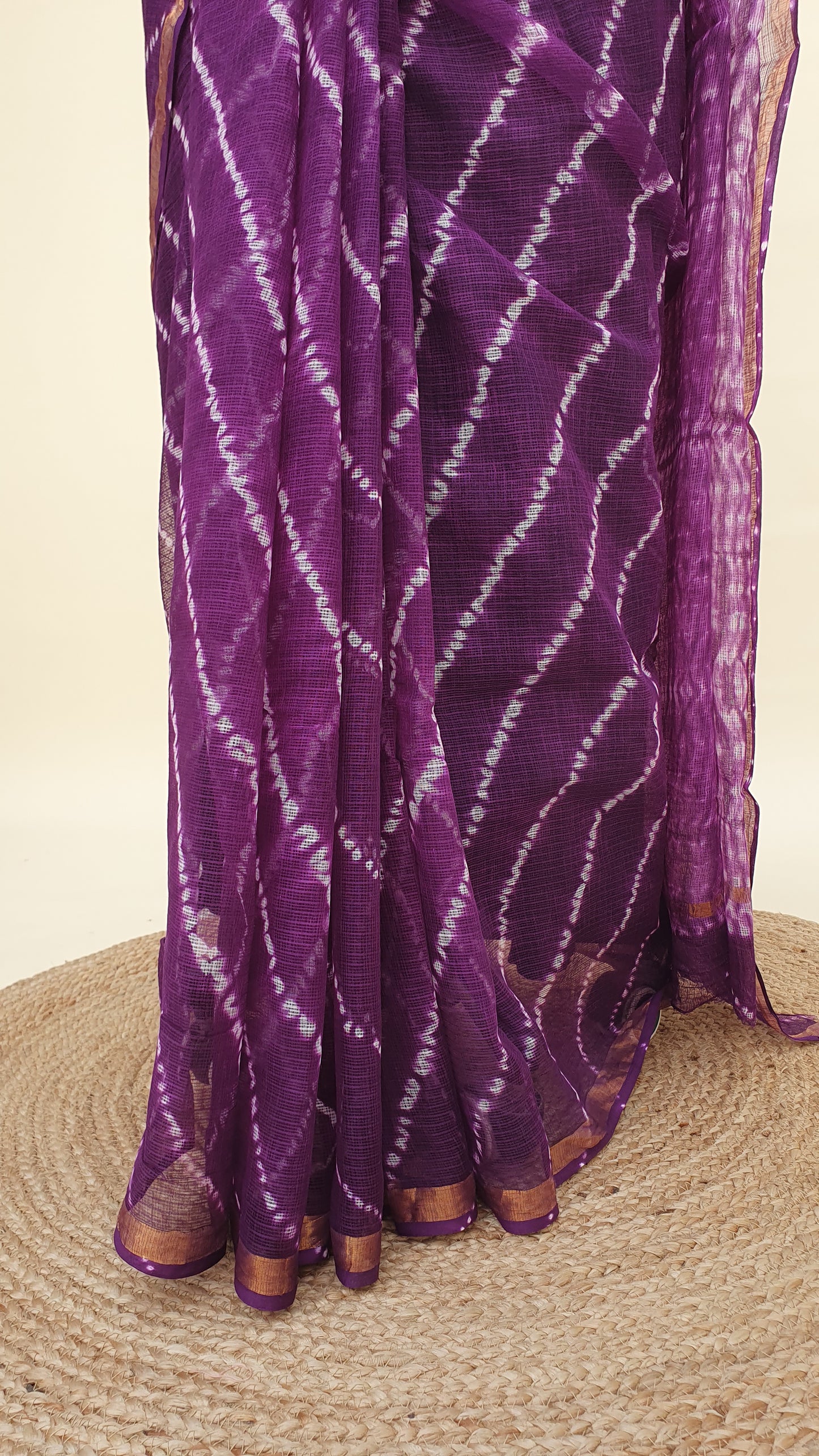 Baingany Leheriya Kota Doria Saree | Kaashi Handloom