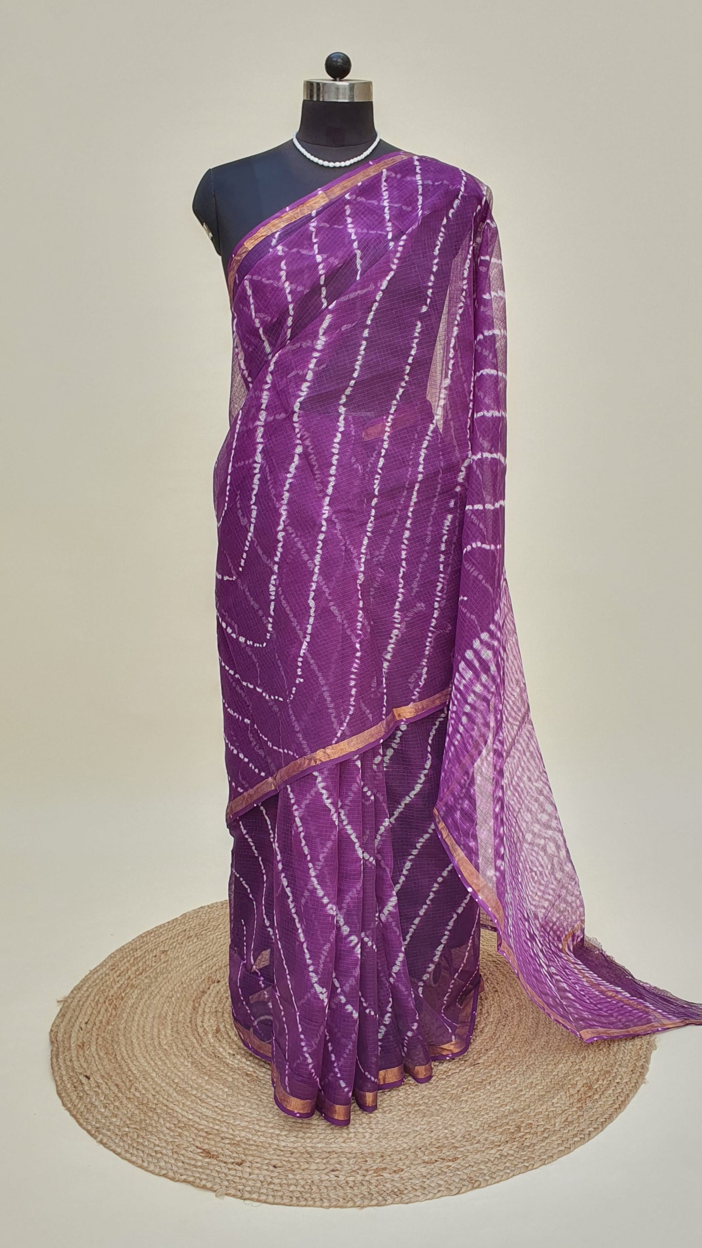 Baingany Leheriya Kota Doria Saree | Kaashi Handloom