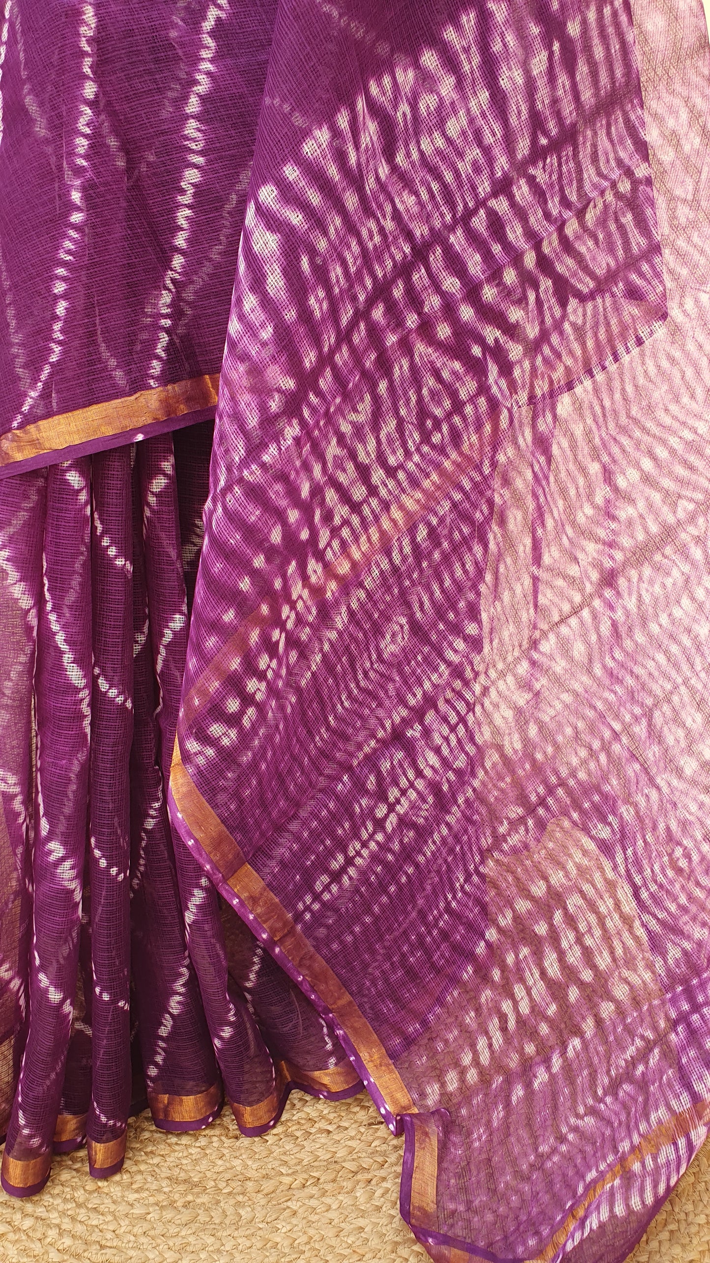 Baingany Leheriya Kota Doria Saree | Kaashi Handloom