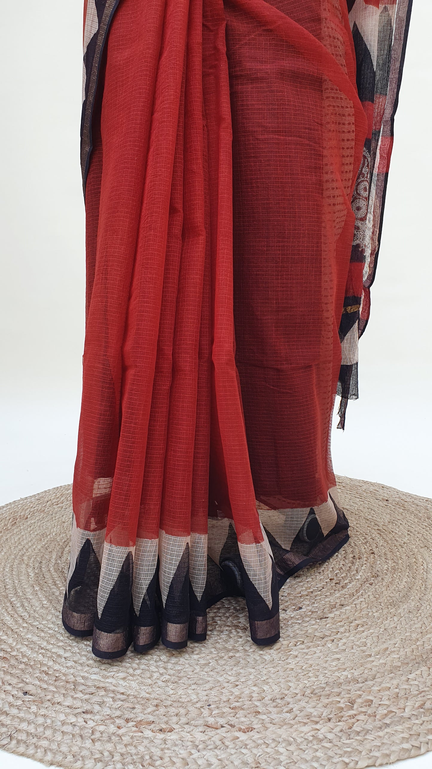 Crimson Red Kota Doria Saree | Kaashi Handloom