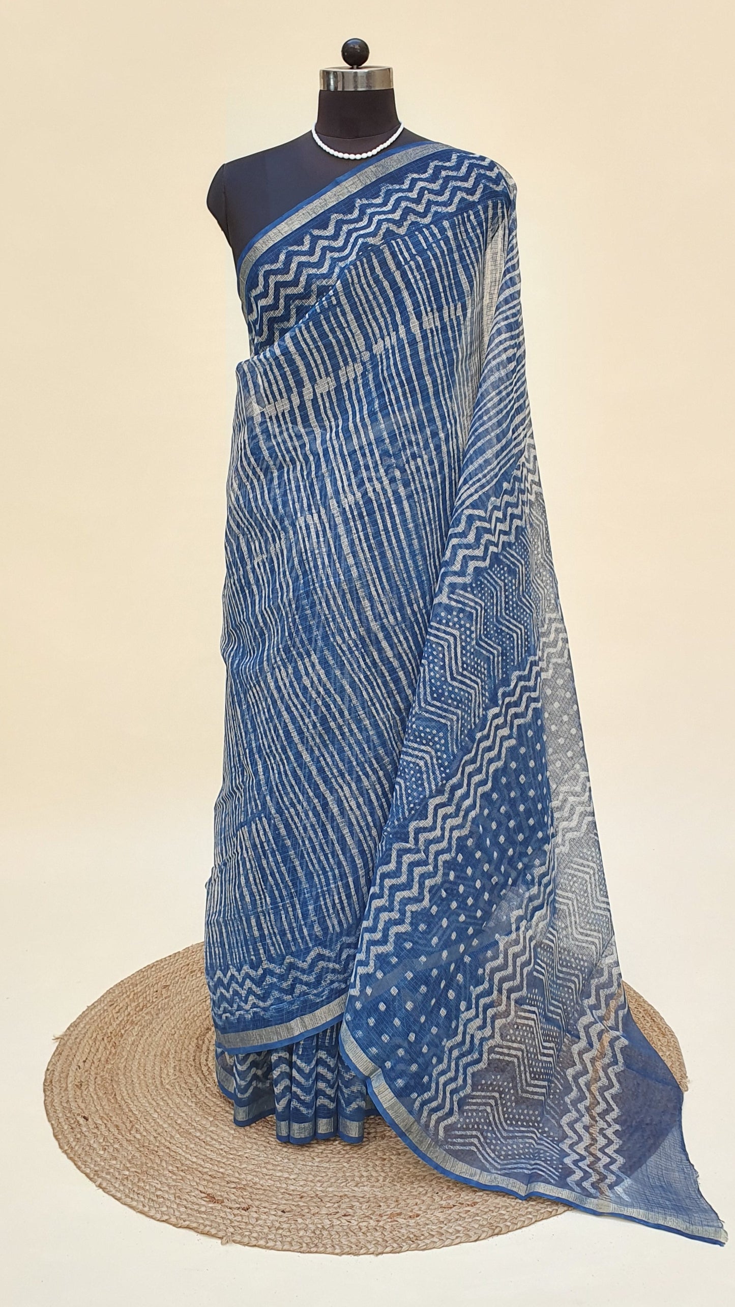 Indigo Leheriya Kota Doria Saree KDHB-0016