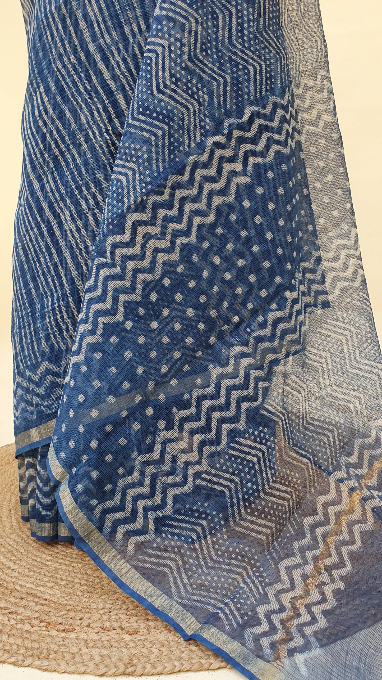 Indigo Leheriya Kota Doria Saree KDHB-0016