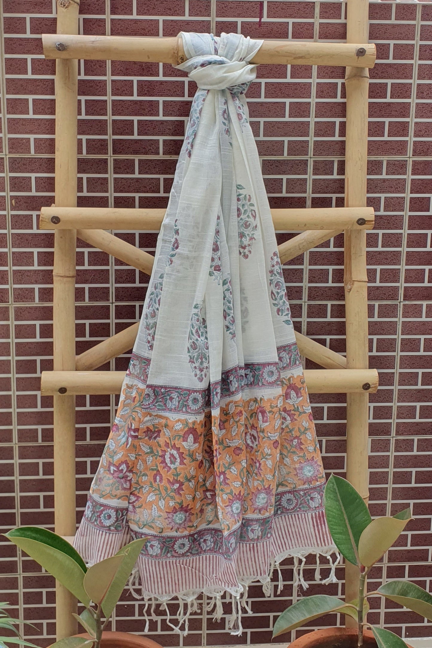 Burnt Copper HBP Print Cotton Suit with Linen Dupatta CLHB-0004