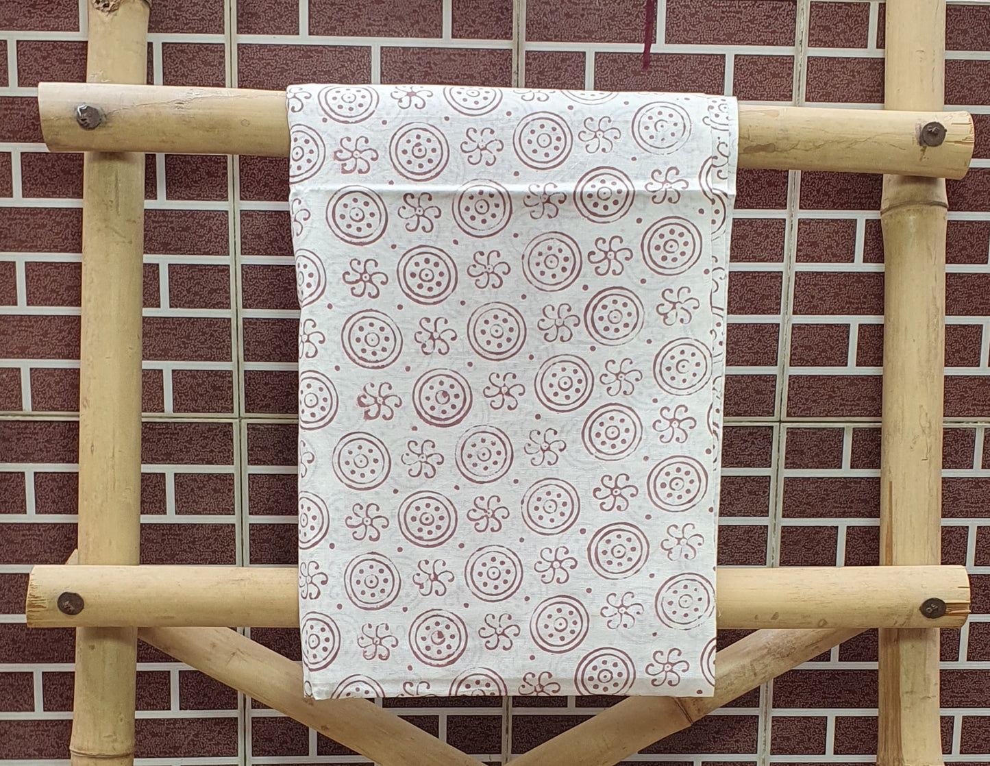 Brown Hand Block Printed Cotton Suit with Linen Dupatta