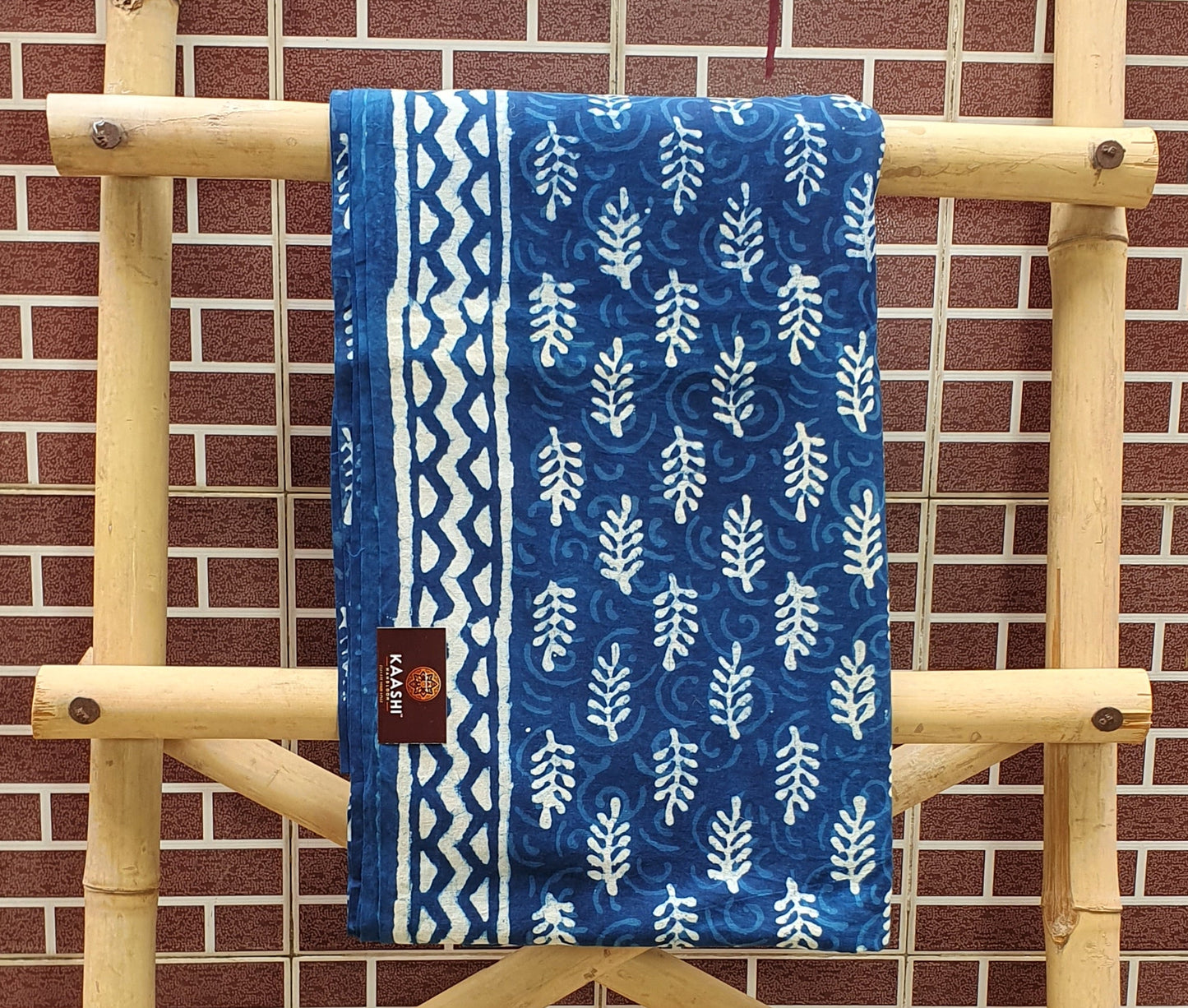 Indigo Hand Block Print Cotton Suit with Kota Doria Dupatta