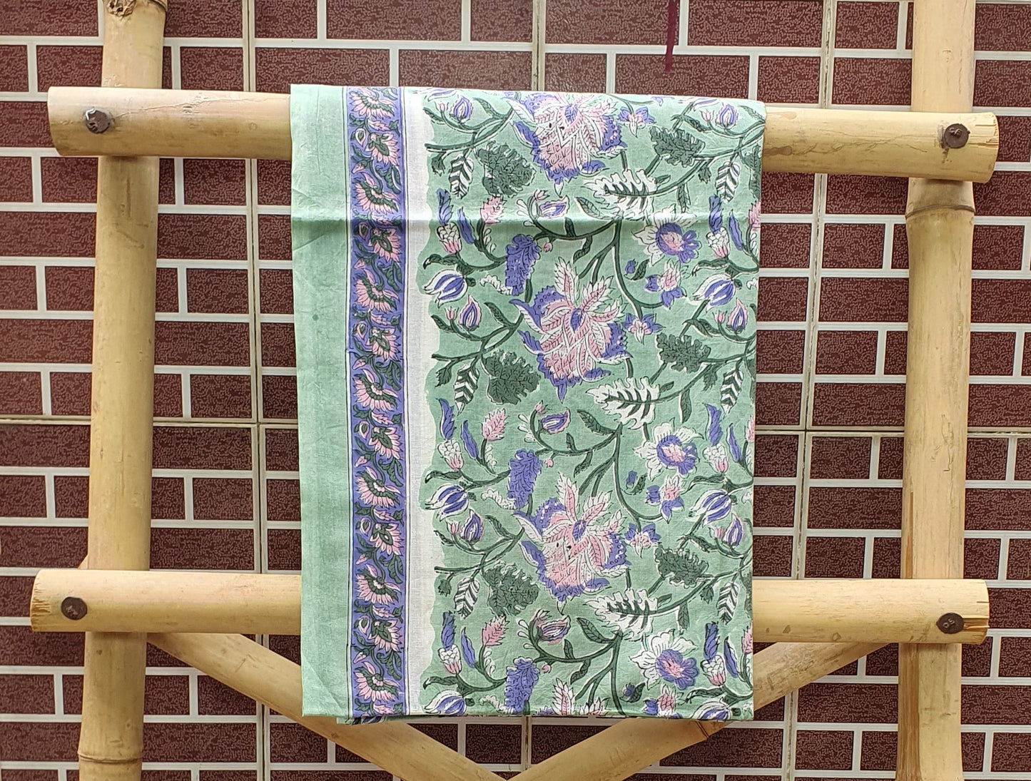 Green Hand Block Printed Cotton Suit with Kota Doria Dupatta