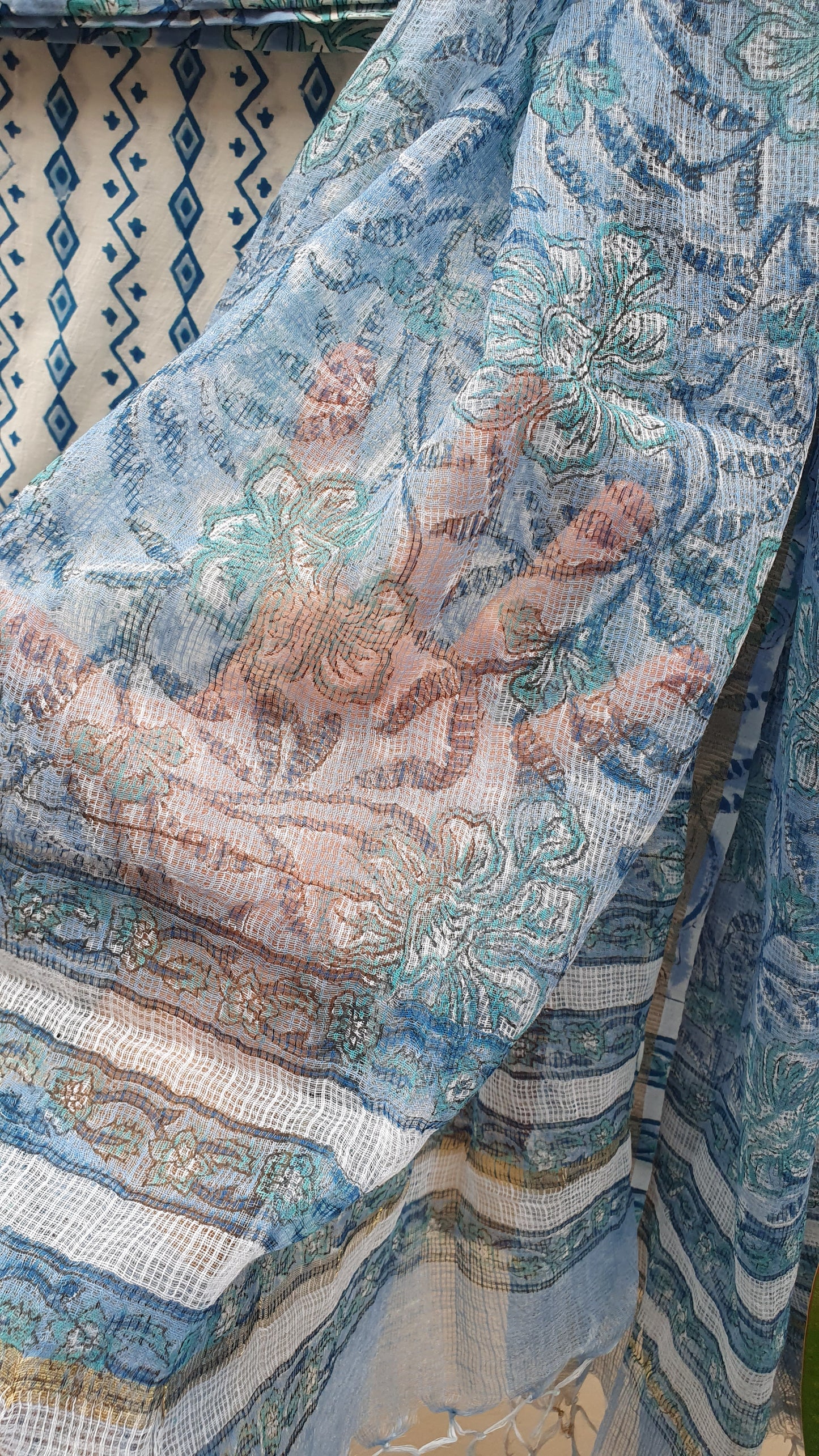 Blue HBP Cotton Suit with Kota Doria Dupatta CKHB-0006