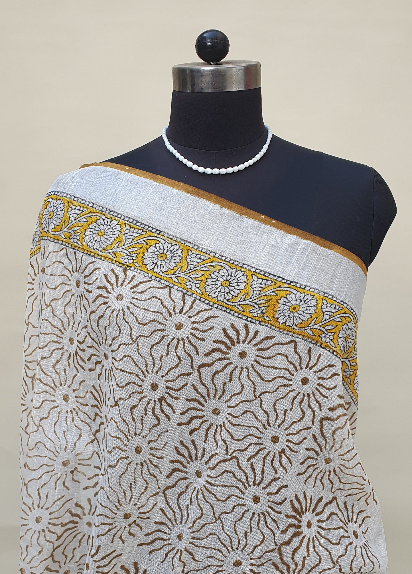 Shubhra Suvarnam HBP Linen Saree | LNHB-0023