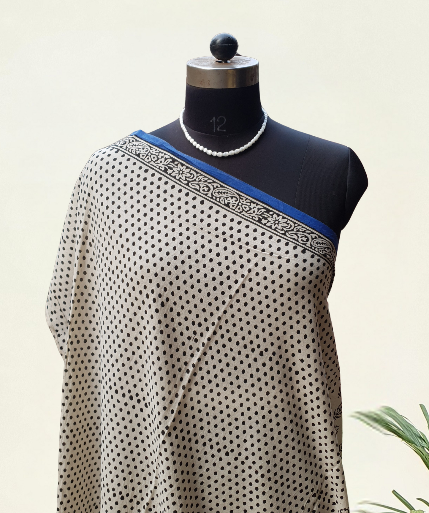 Beige & Blue HBP Mul Cotton Saree MCHB-0023