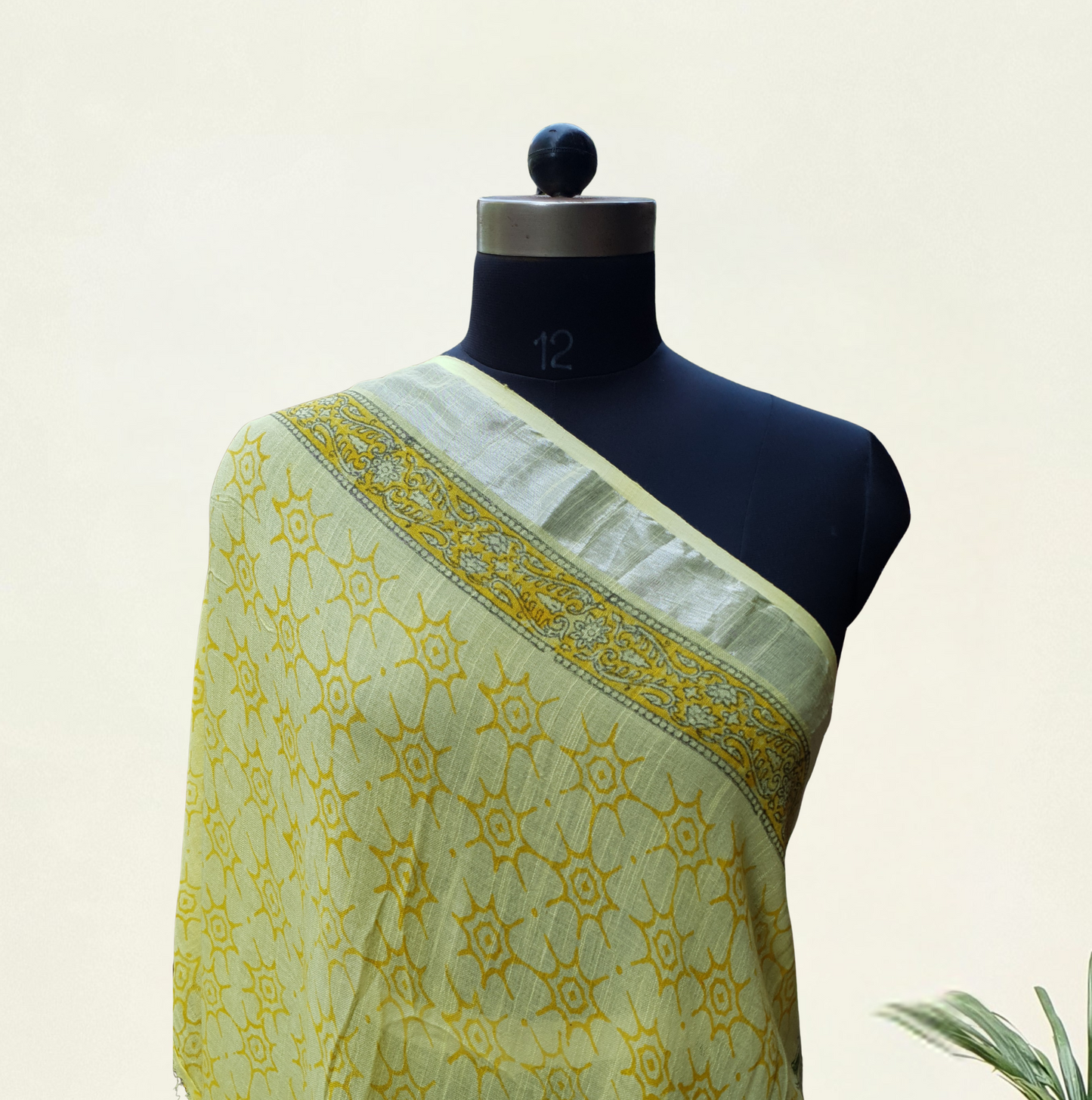 Lemon Yellow HBP Linen Saree LNHB-0001