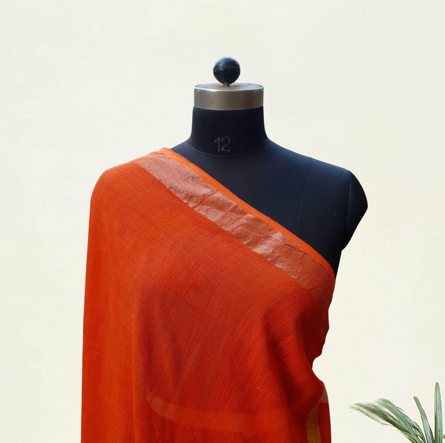 Resolute Orange HBP Linen Saree LNHB-0009