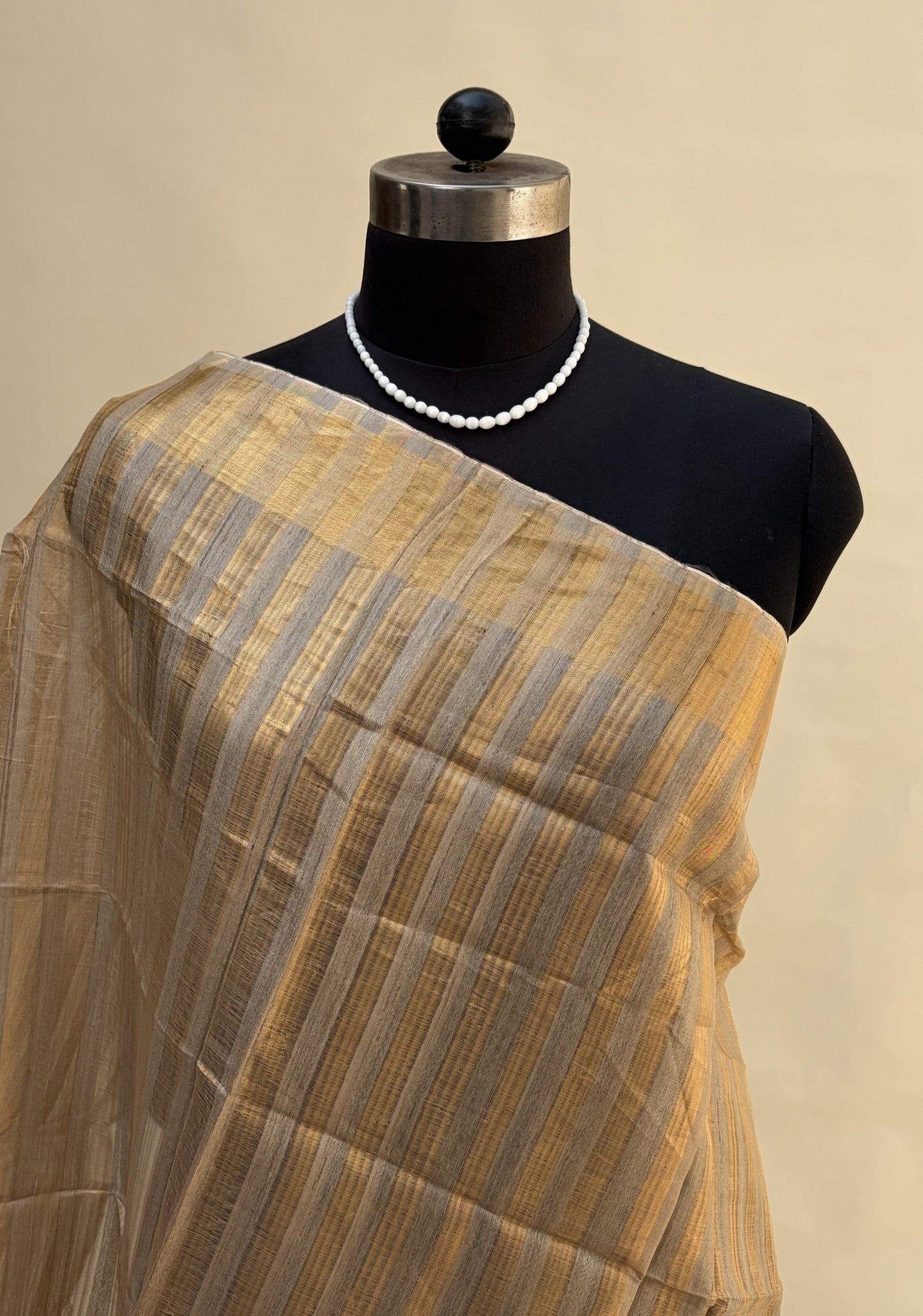 Reddish Orange Tussar Silk Saree