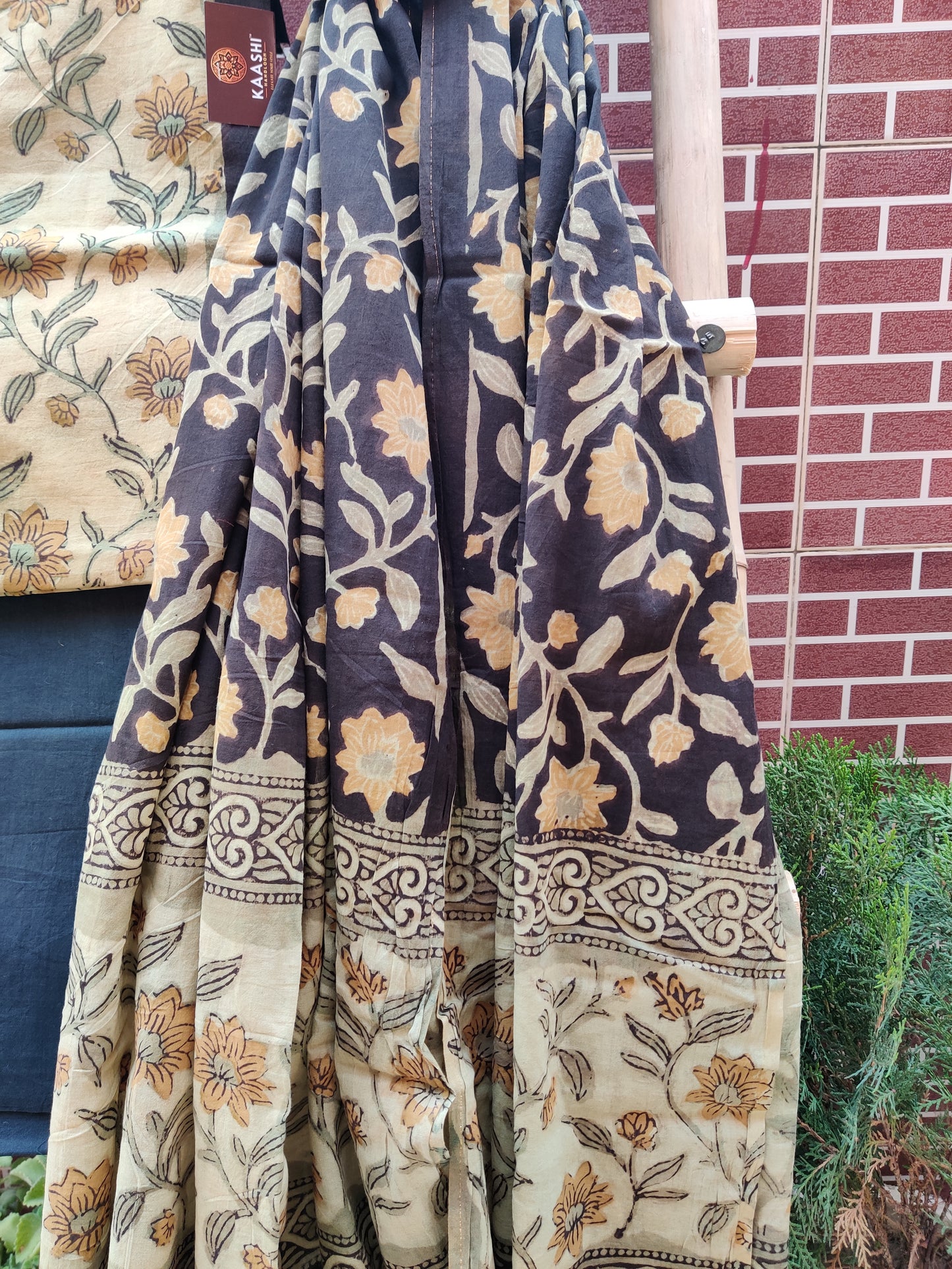 Black and Beige Ajrakh HBP Cotton Suit CMAJ-0002