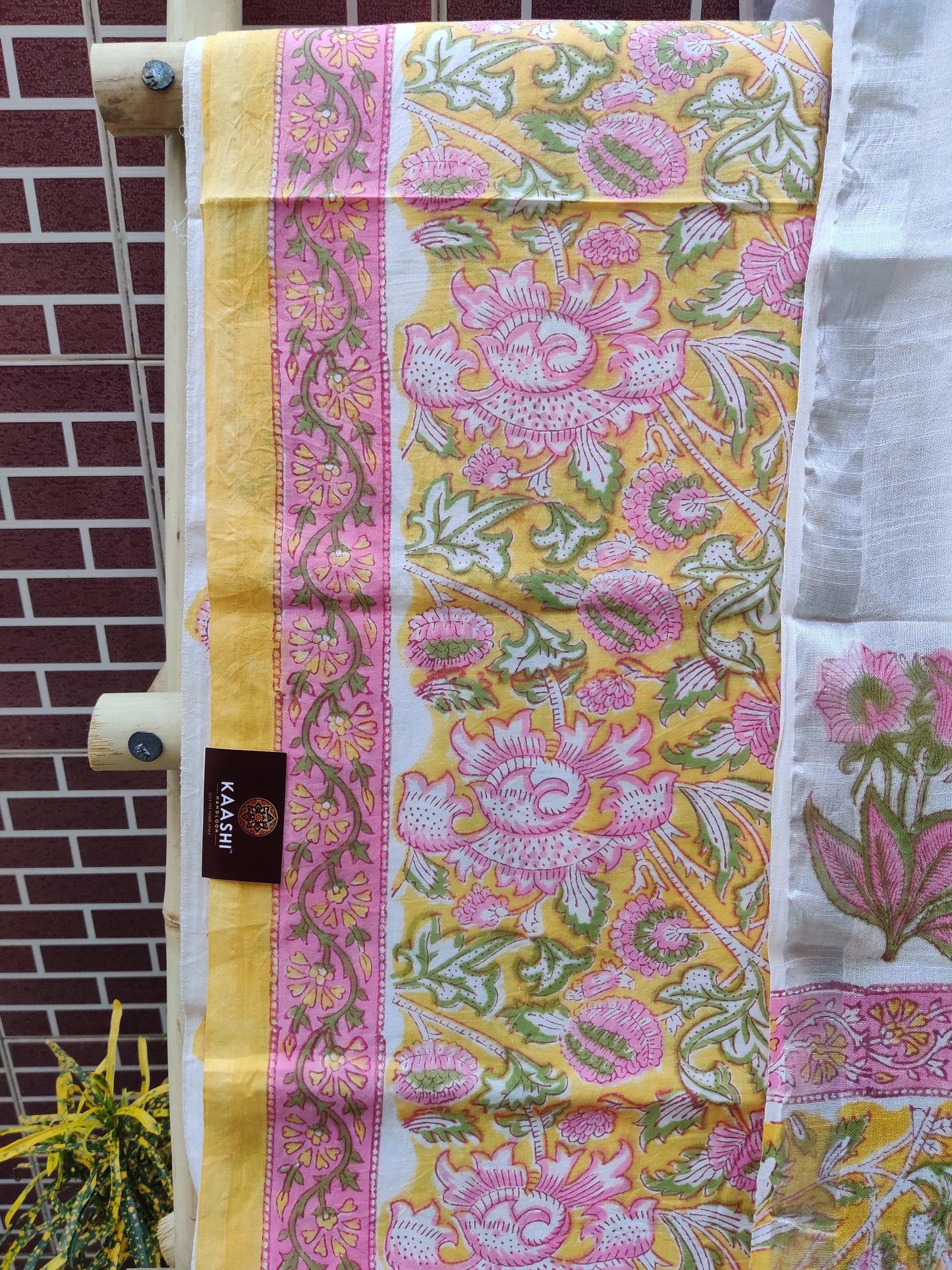 Pink & Yellow HBP Cotton Suit with Linen Dupatta CLHB-0005