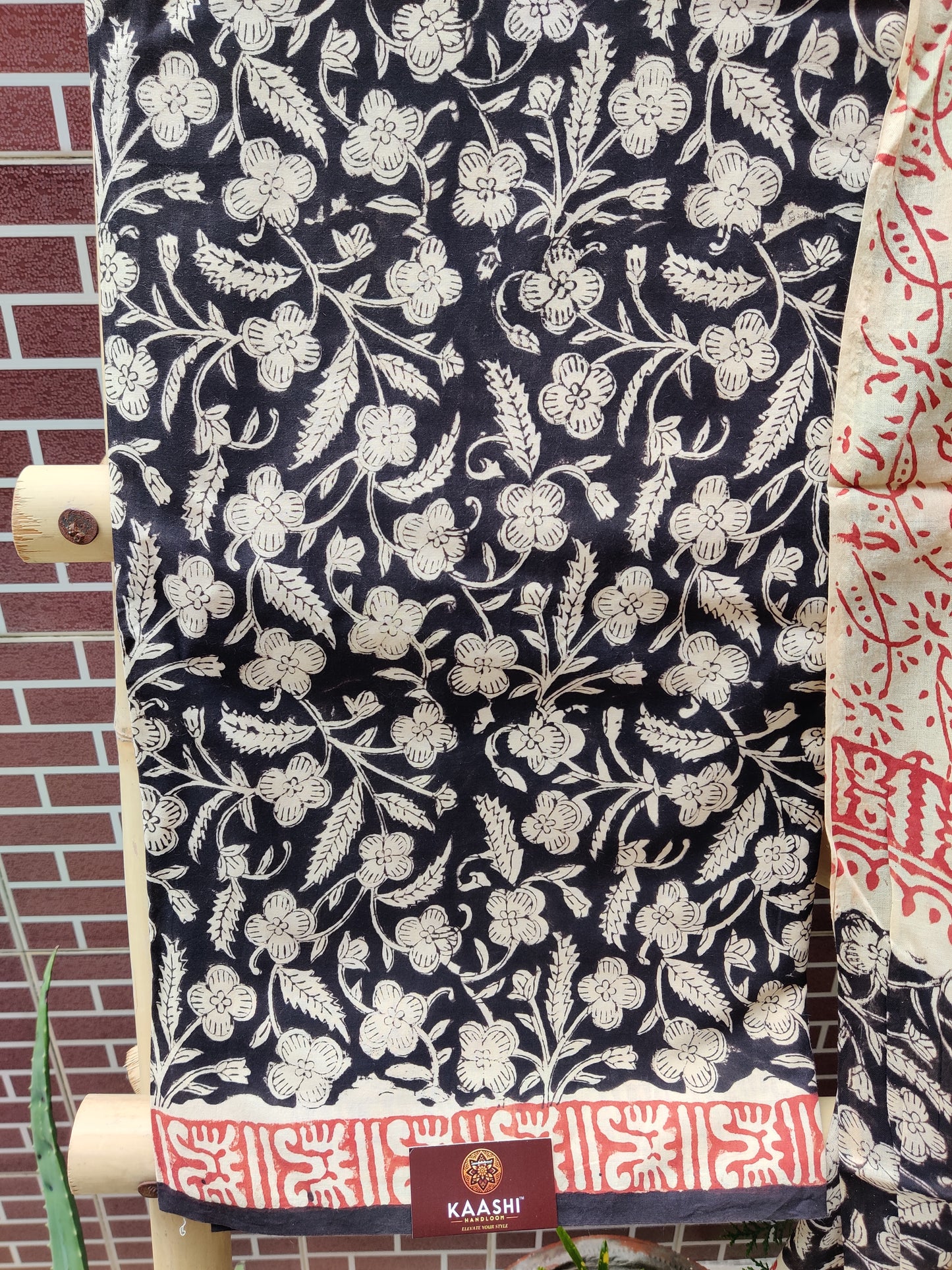 Beige & Black HBP Cotton Suit with Mul Dupatta CMHB-0007