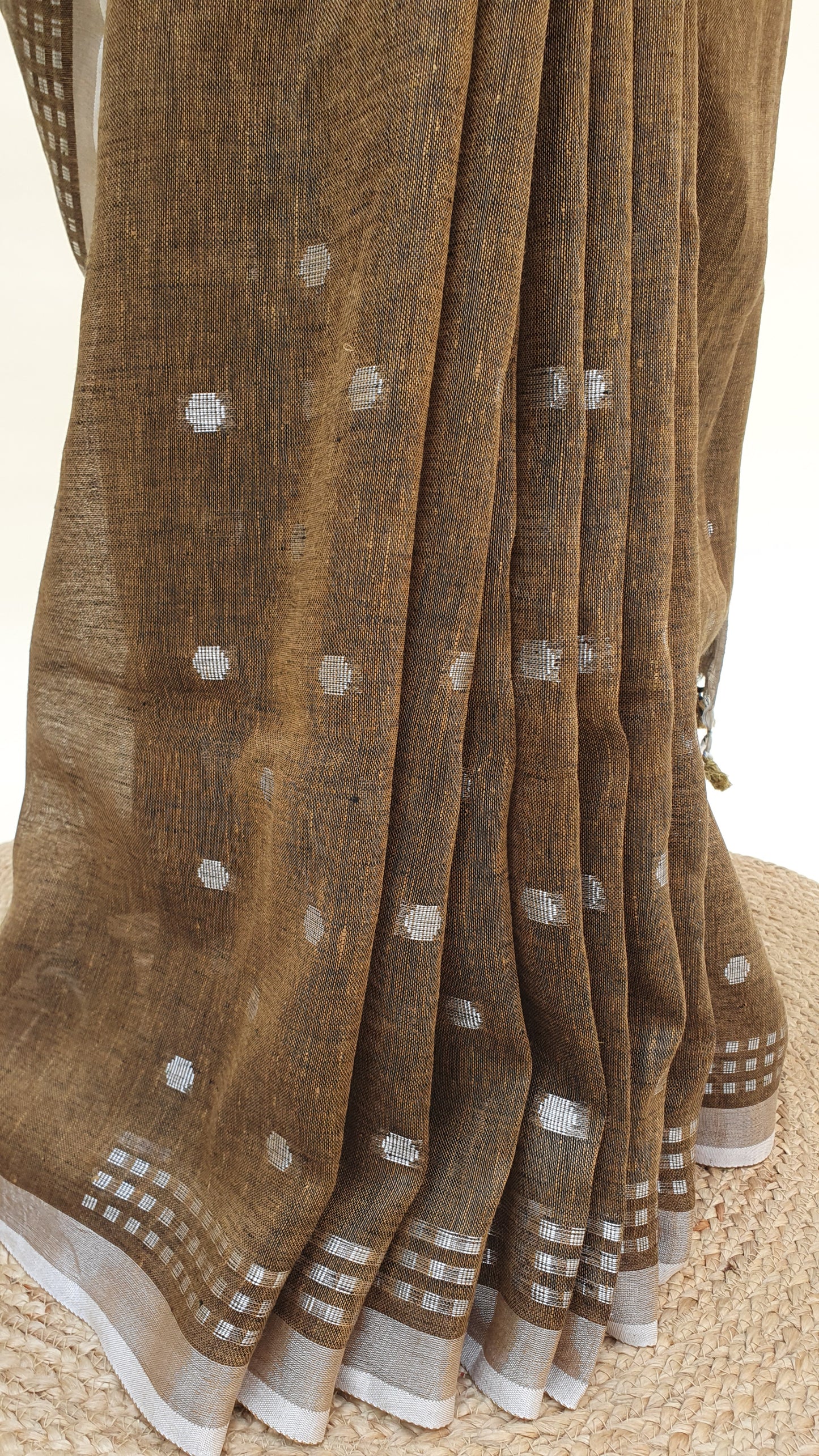 Metallic Brown Hand Woven Linen Saree LNHW-0009