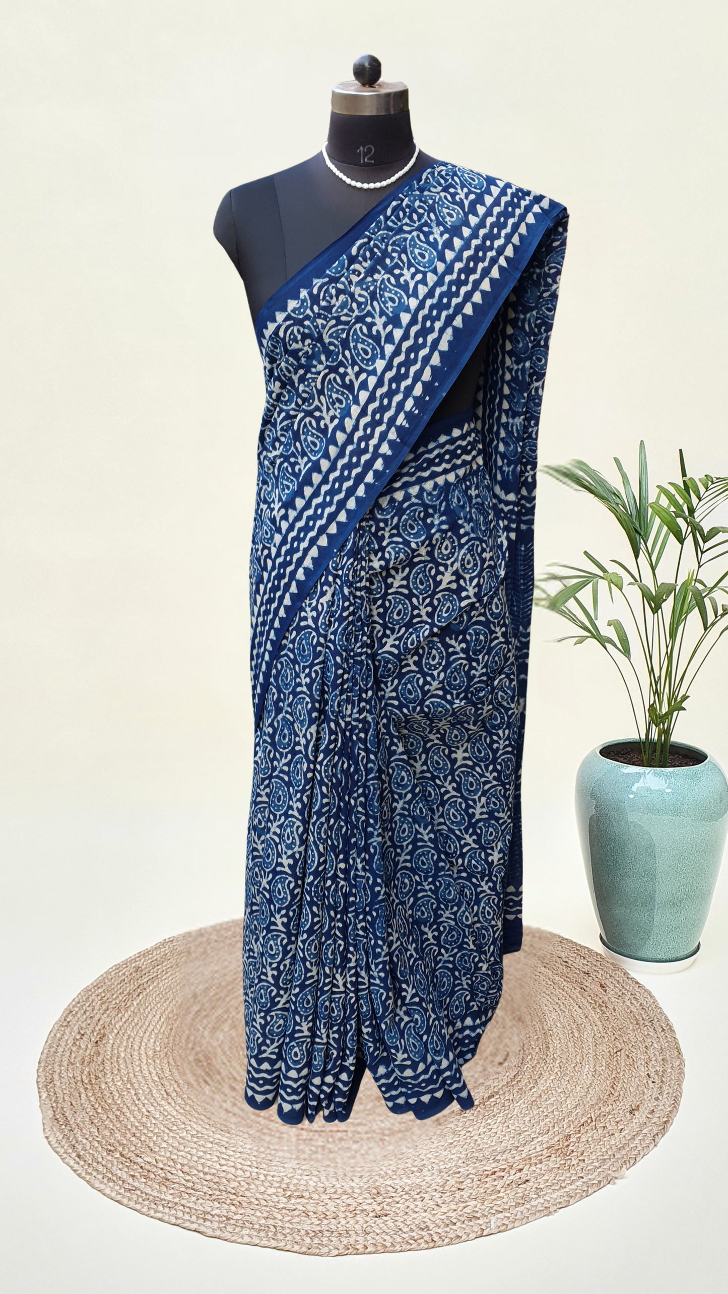 Indigo HBP Mul Cotton Saree MCHB-0011