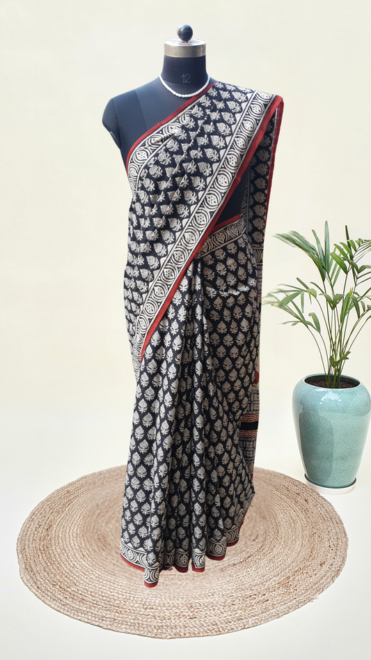 Regal Black HBP Mul Cotton Saree MCHB-0009