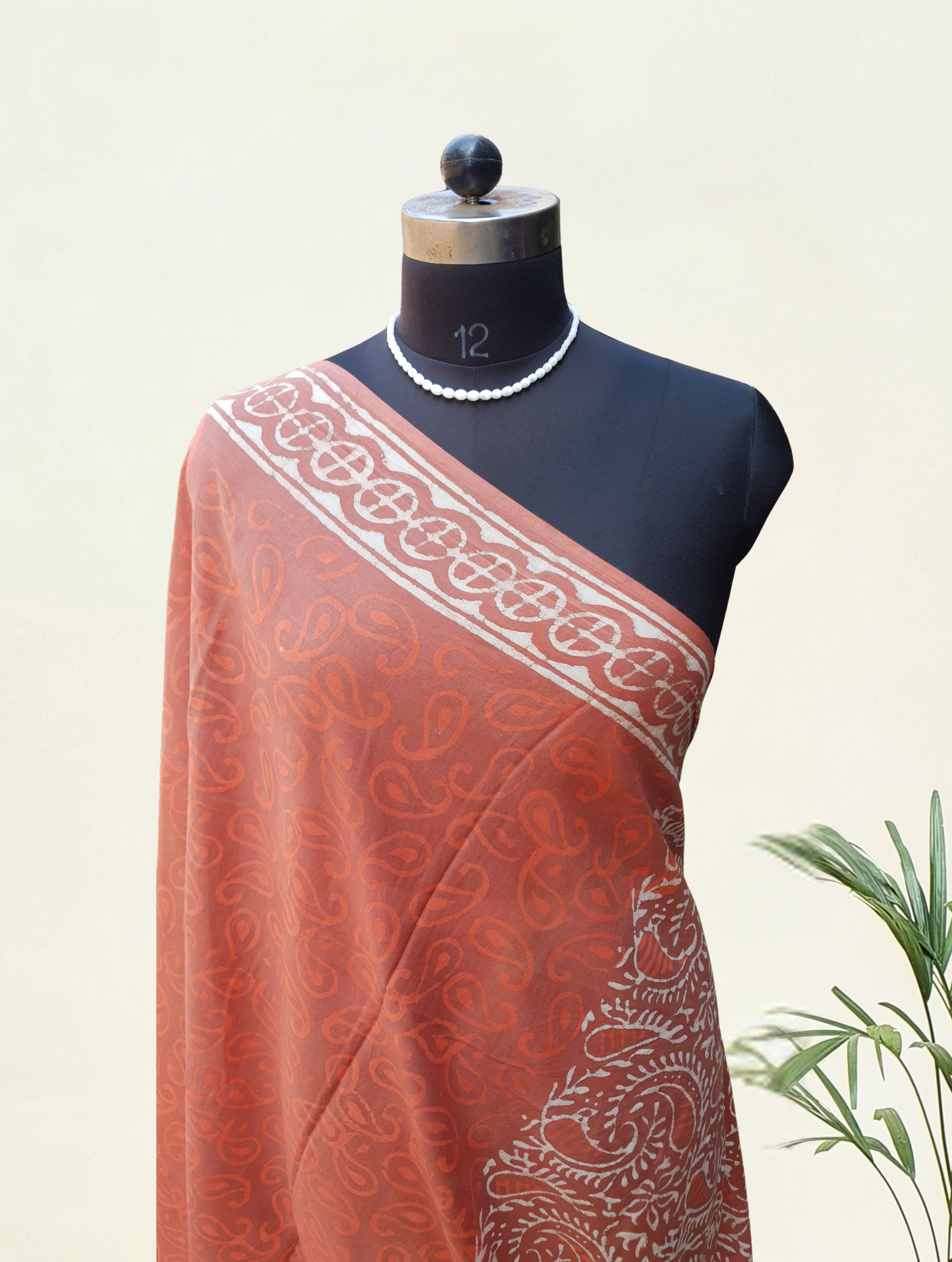 Reddish Brown HBP Mul Cotton Saree MCHB-0002