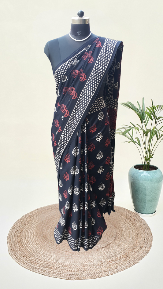 Imperial Black HBP Mul Cotton Saree MCHB-0007