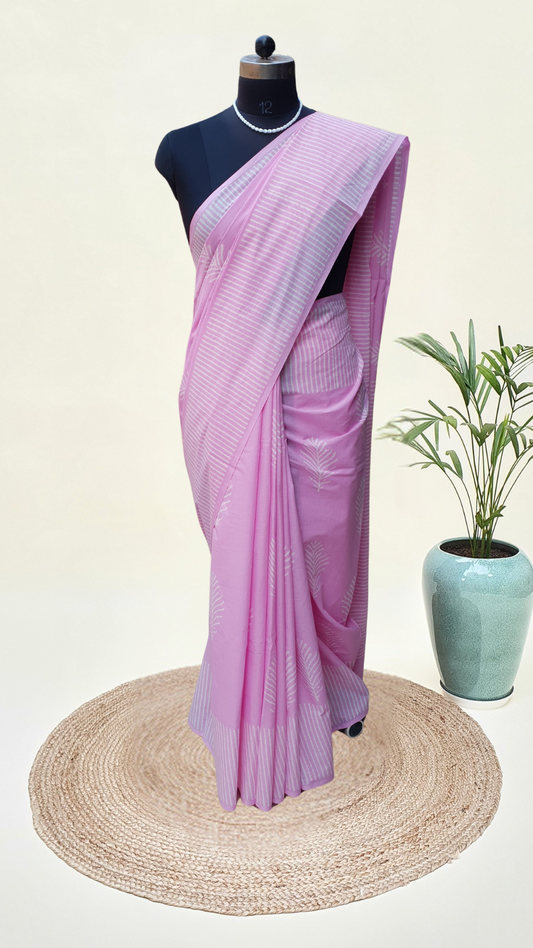 Pink HBP Mul Cotton Saree MCHB-0005