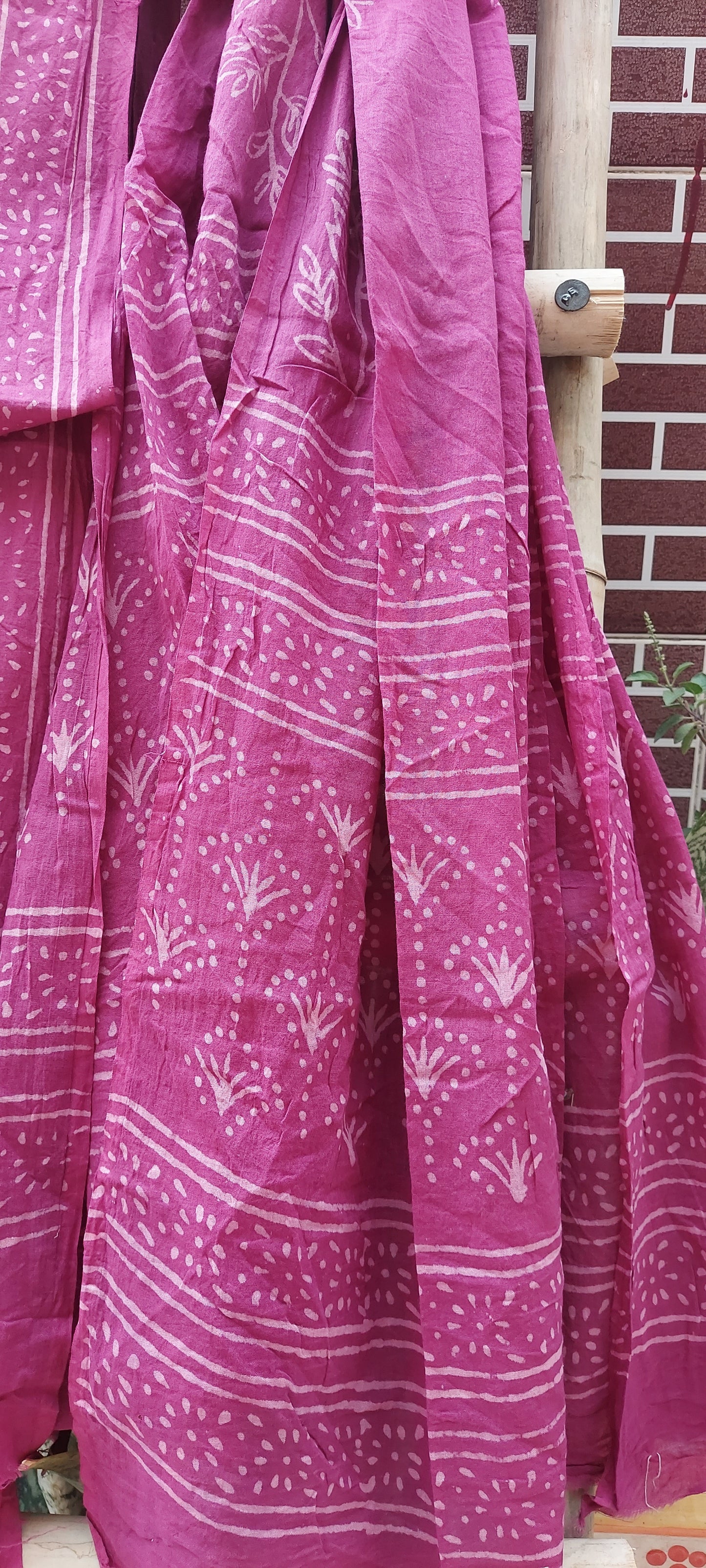 Magenta HBP Cotton Suit with Mul Dupatta CMHB-0012
