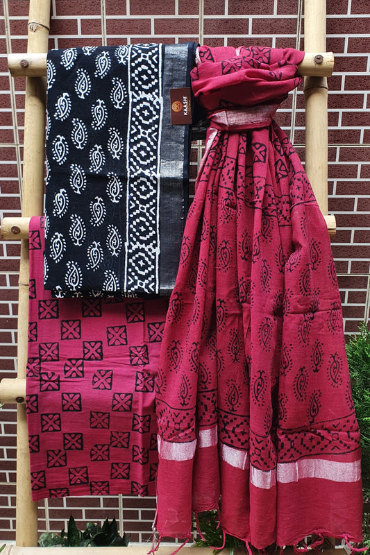 Maroon & Black HBP Linen Suit LLHB-0001