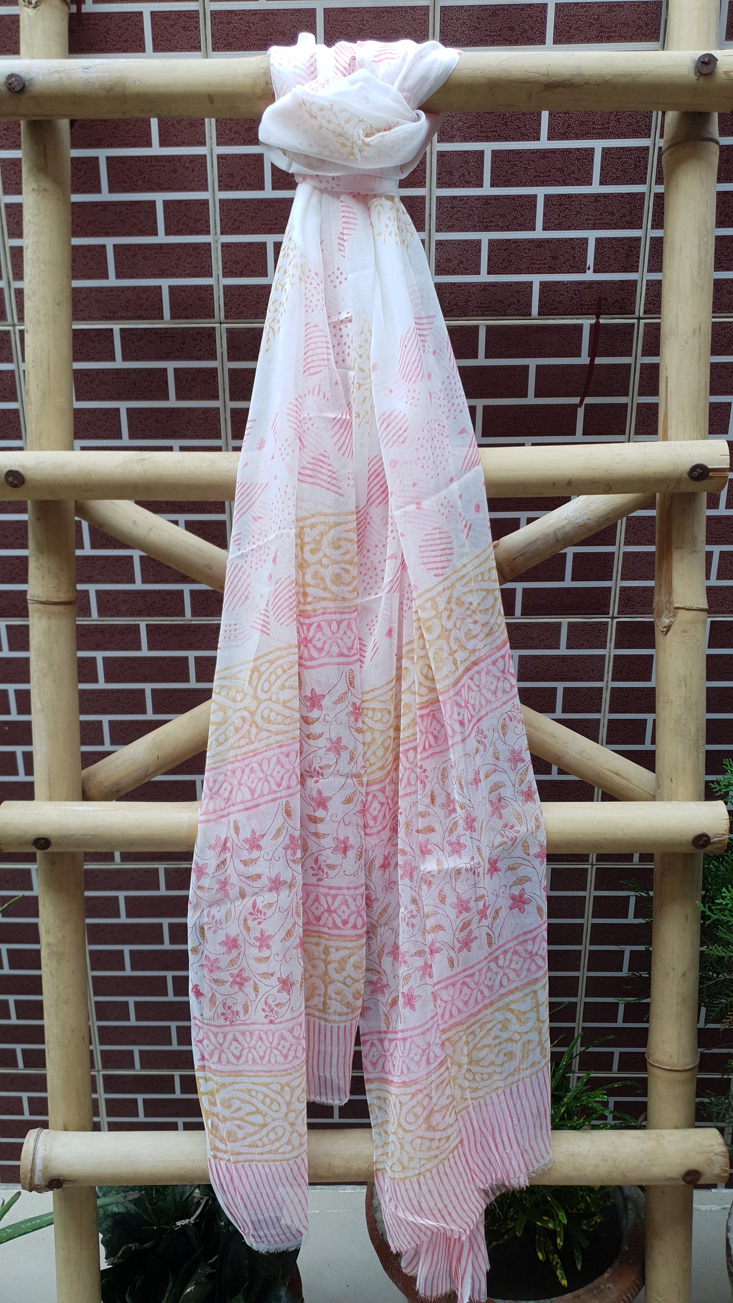 Pink Floral HBP Cotton Suit with Chiffon Dupatta CCHB-0001