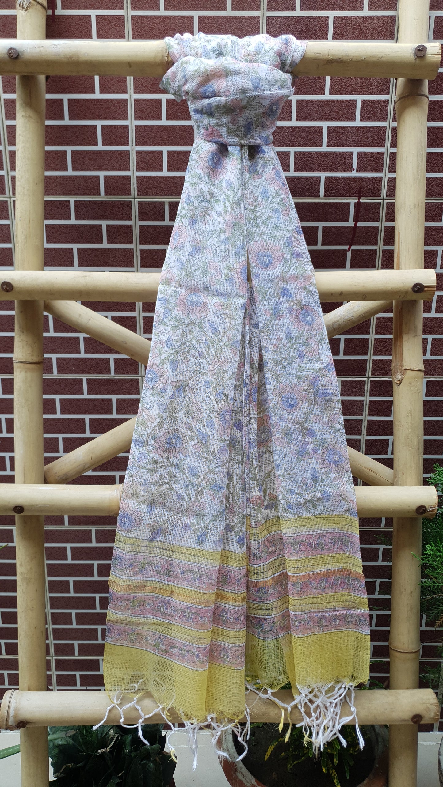 Yellow & Blue HBP Cotton Suit with Kota Doria Dupatta CKHB-0002