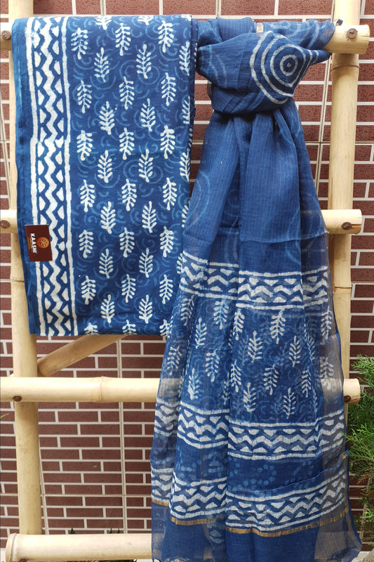 Indigo HBP Cotton Suit with Kota Doria Dupatta CKHB-0005