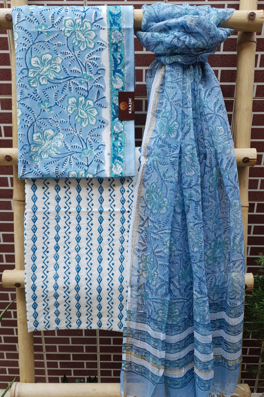Blue HBP Cotton Suit with Kota Doria Dupatta CKHB-0006