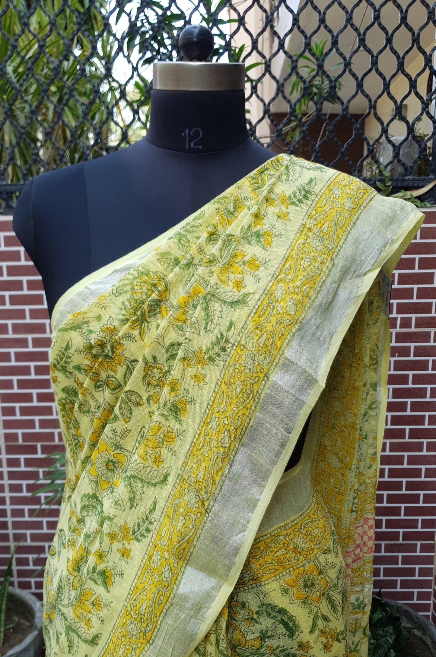 Lemon Yellow HBP Linen Saree LNHB-0001