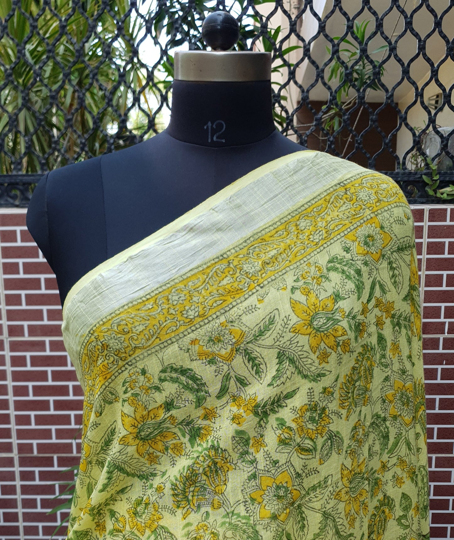 Lemon Yellow HBP Linen Saree LNHB-0001
