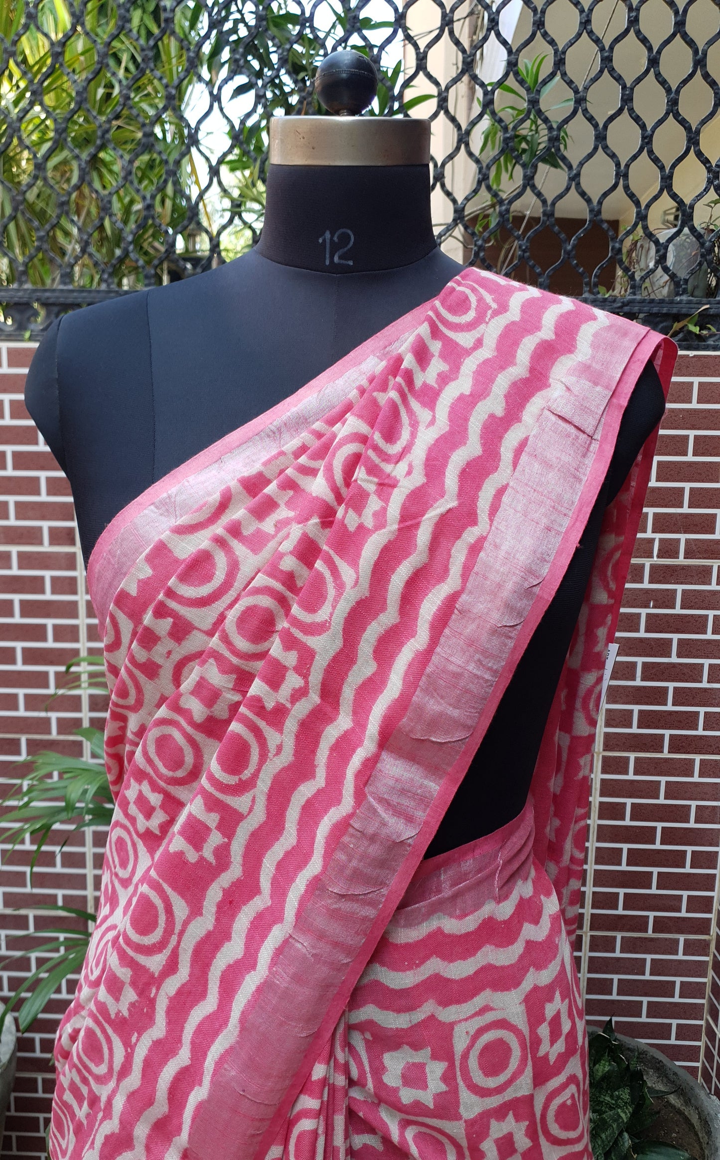 Pink HBP Linen Saree LNHB-0003