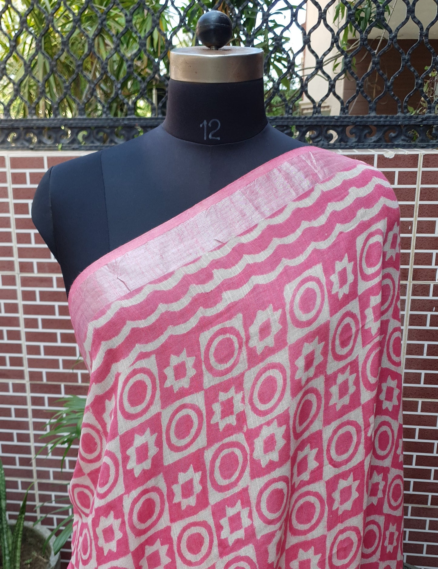 Pink HBP Linen Saree LNHB-0003