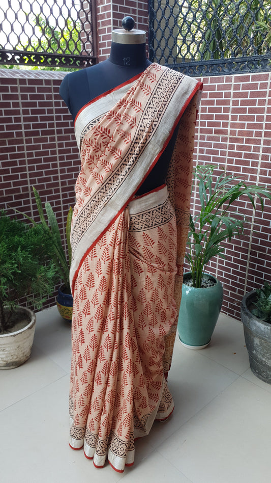 Biscuit Brown HBP Linen Saree LNHB-0005