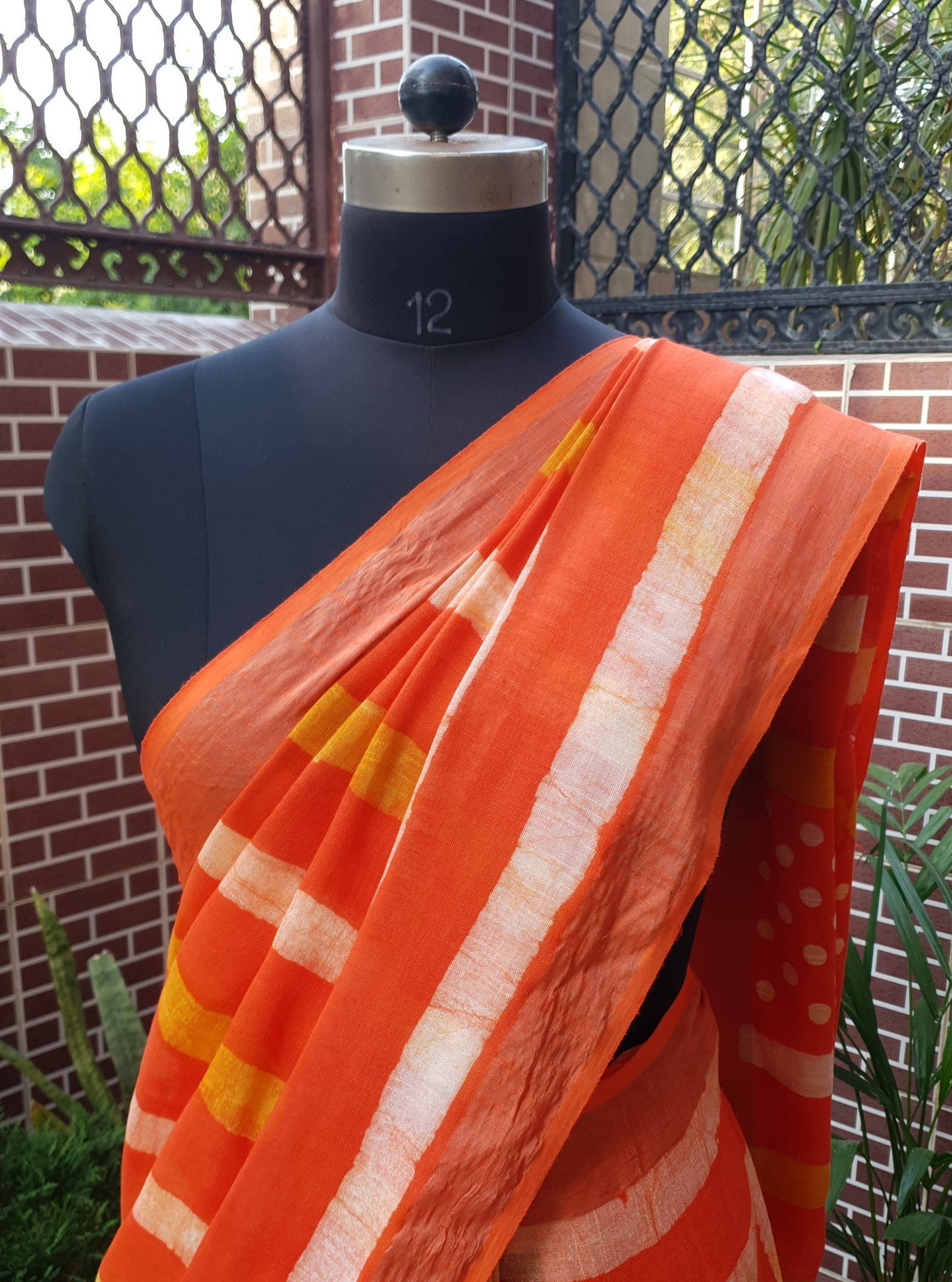 Resolute Orange HBP Linen Saree LNHB-0009