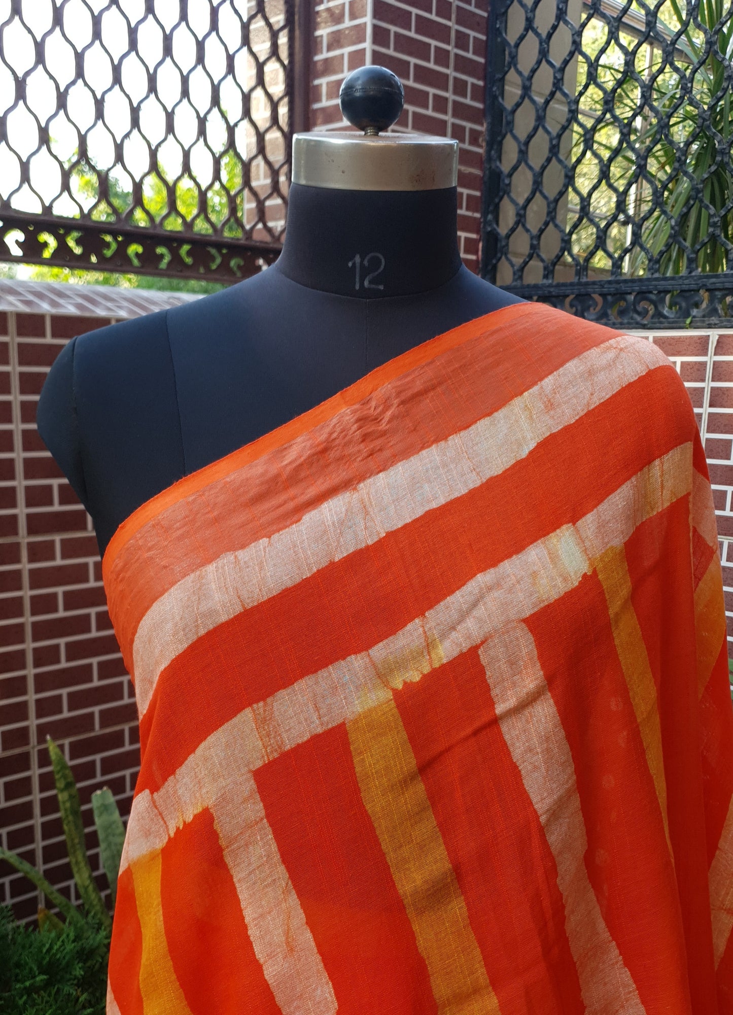 Resolute Orange HBP Linen Saree LNHB-0009