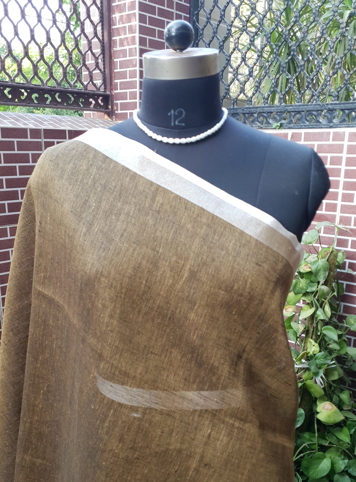 Metallic Brown Hand Woven Linen Saree LNHW-0009