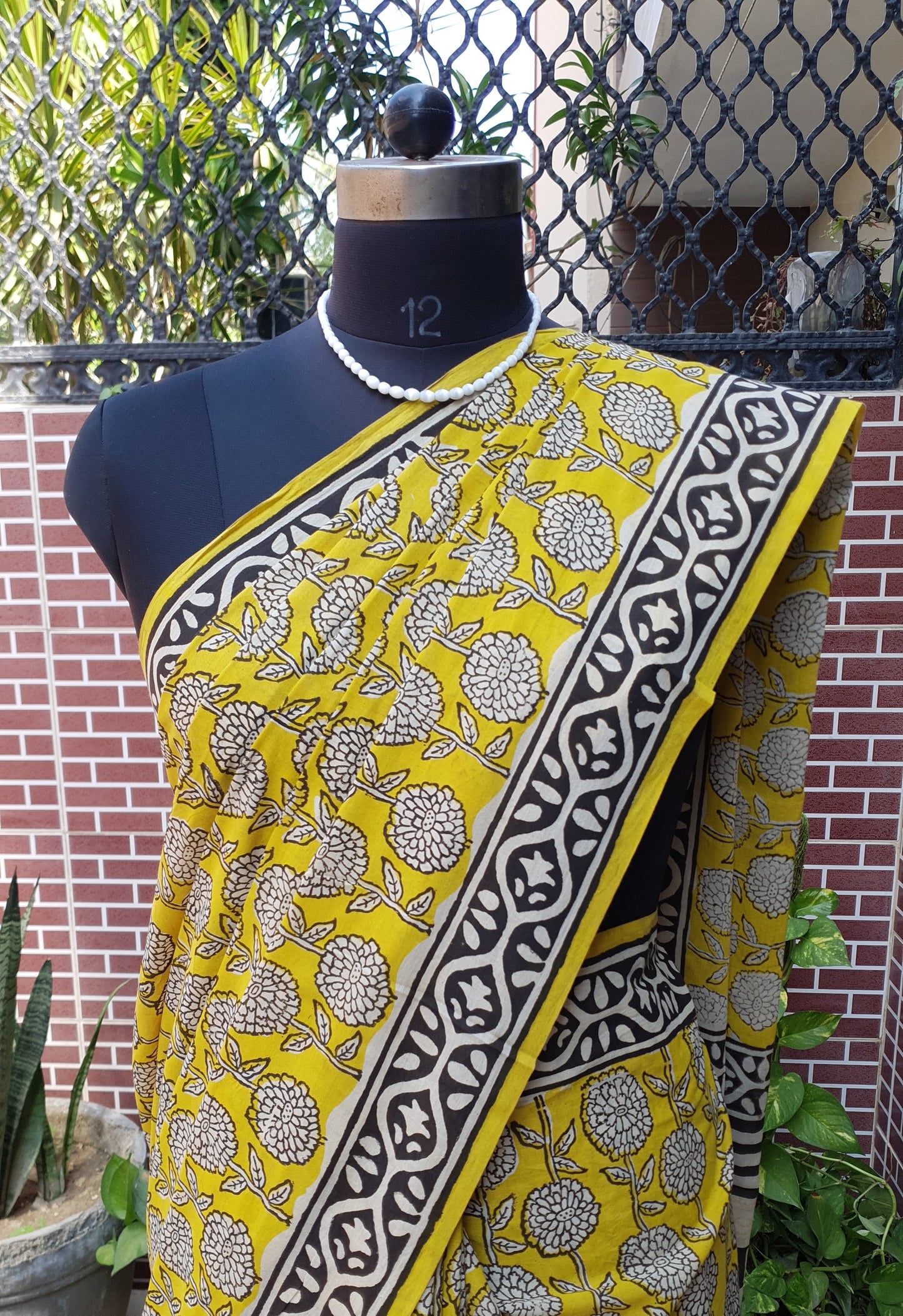 Yellow HBP Mul Cotton Saree MCHB-0001