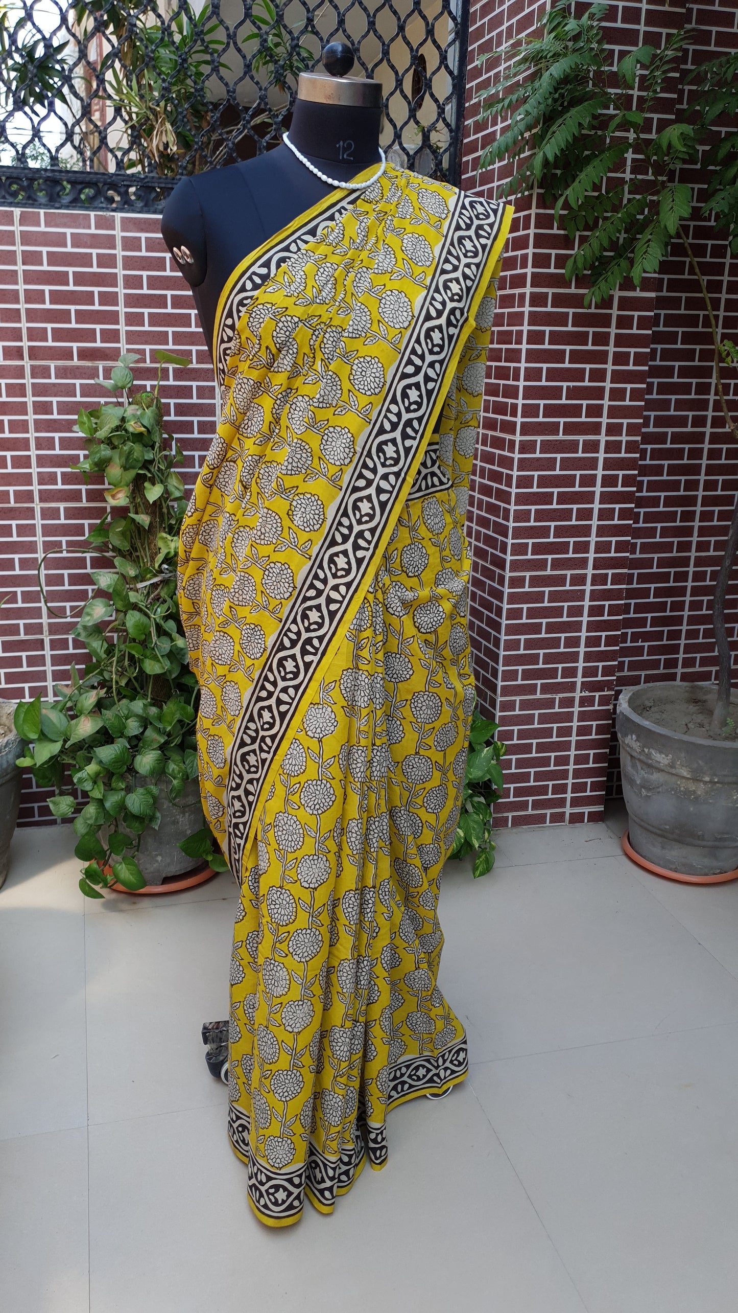 Yellow HBP Mul Cotton Saree MCHB-0001
