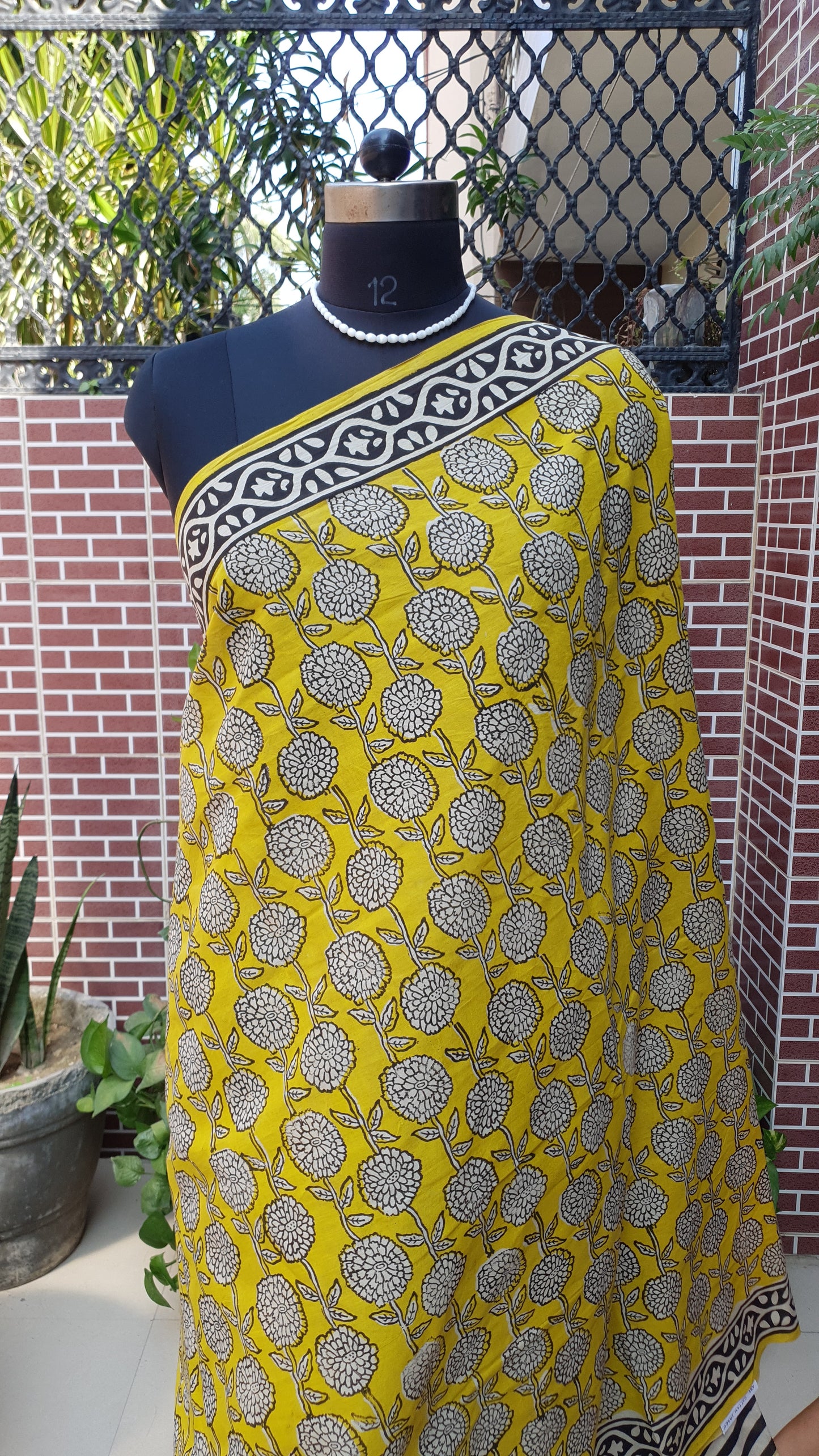 Yellow HBP Mul Cotton Saree MCHB-0001