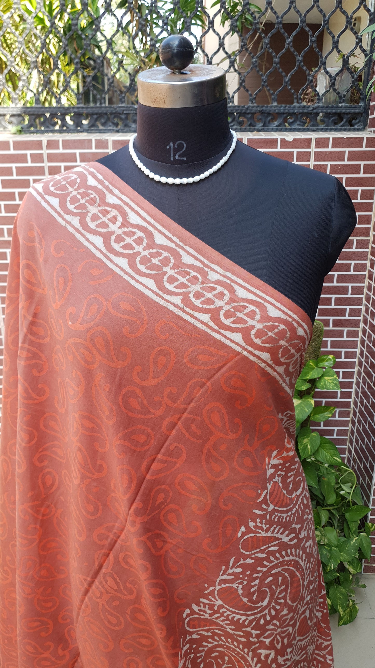 Reddish Brown HBP Mul Cotton Saree MCHB-0002